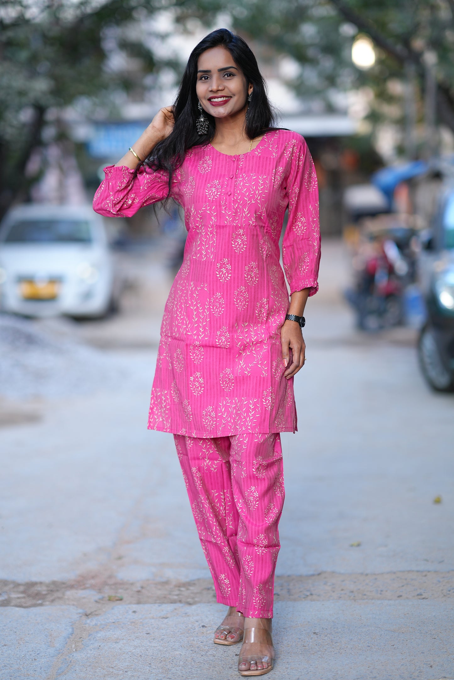 Pink Color Office Wear Cordset