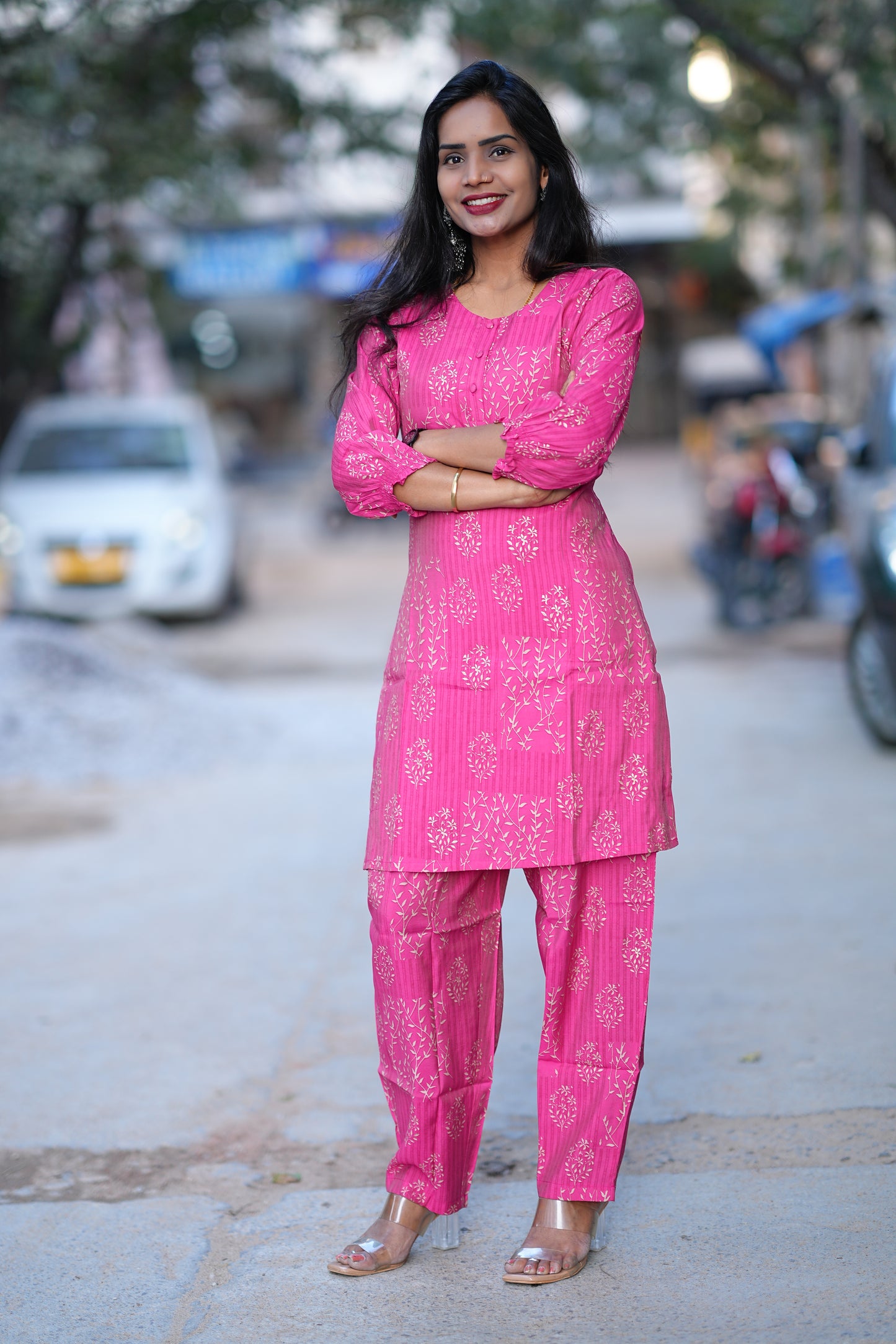 Pink Color Office Wear Cordset