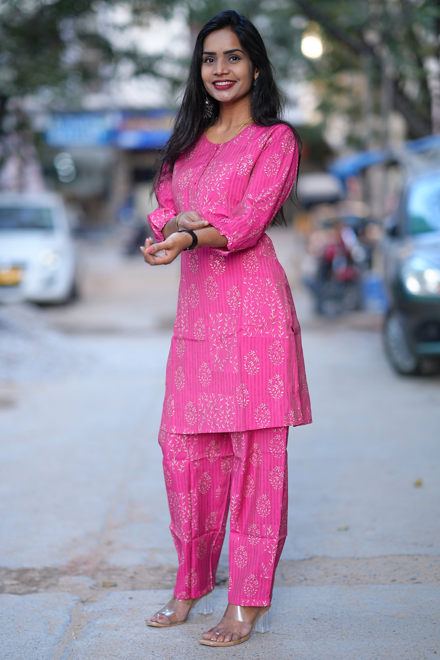 Pink Color Office Wear Cordset