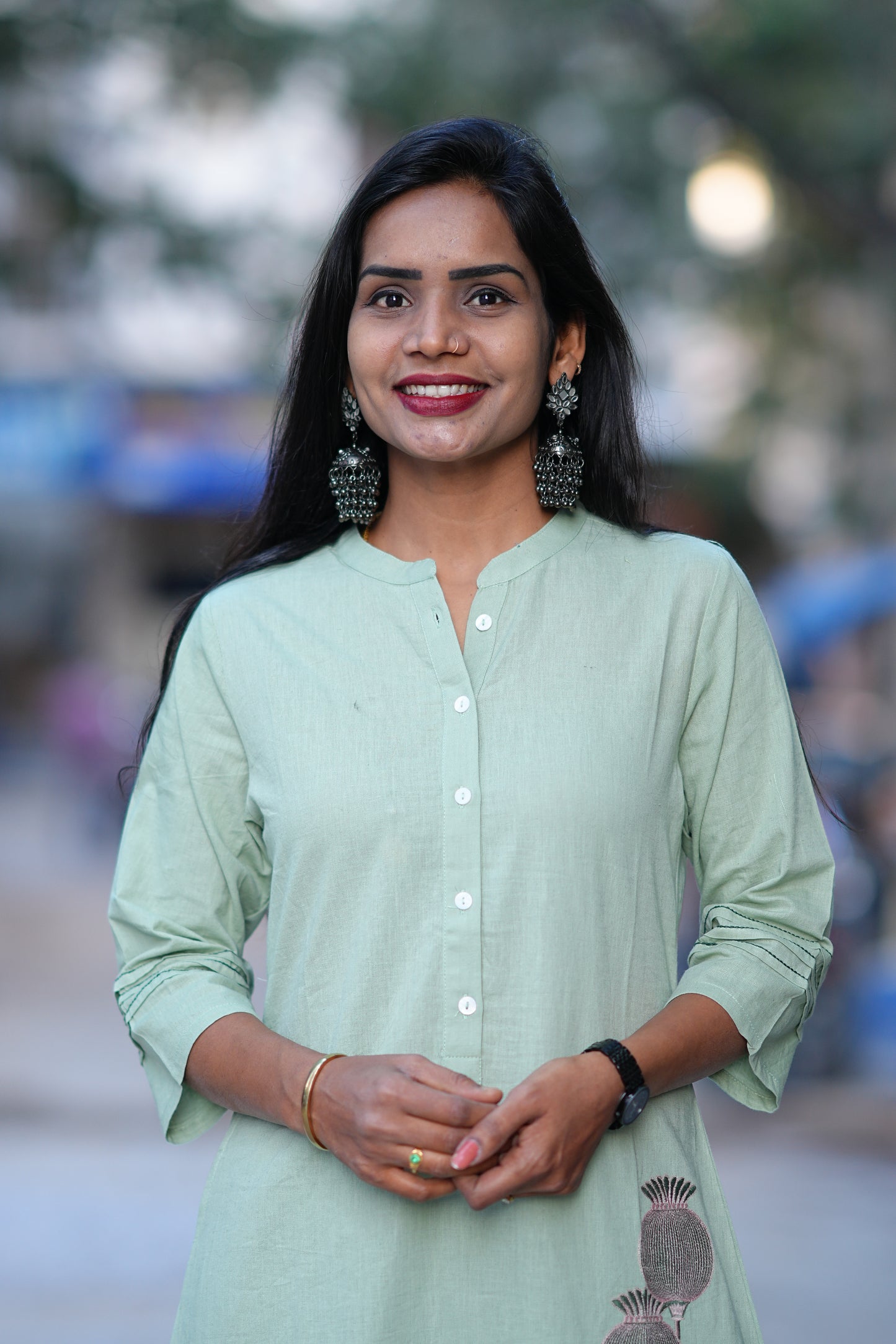 Mint Green Stylish Cord Set With Embroidery Work