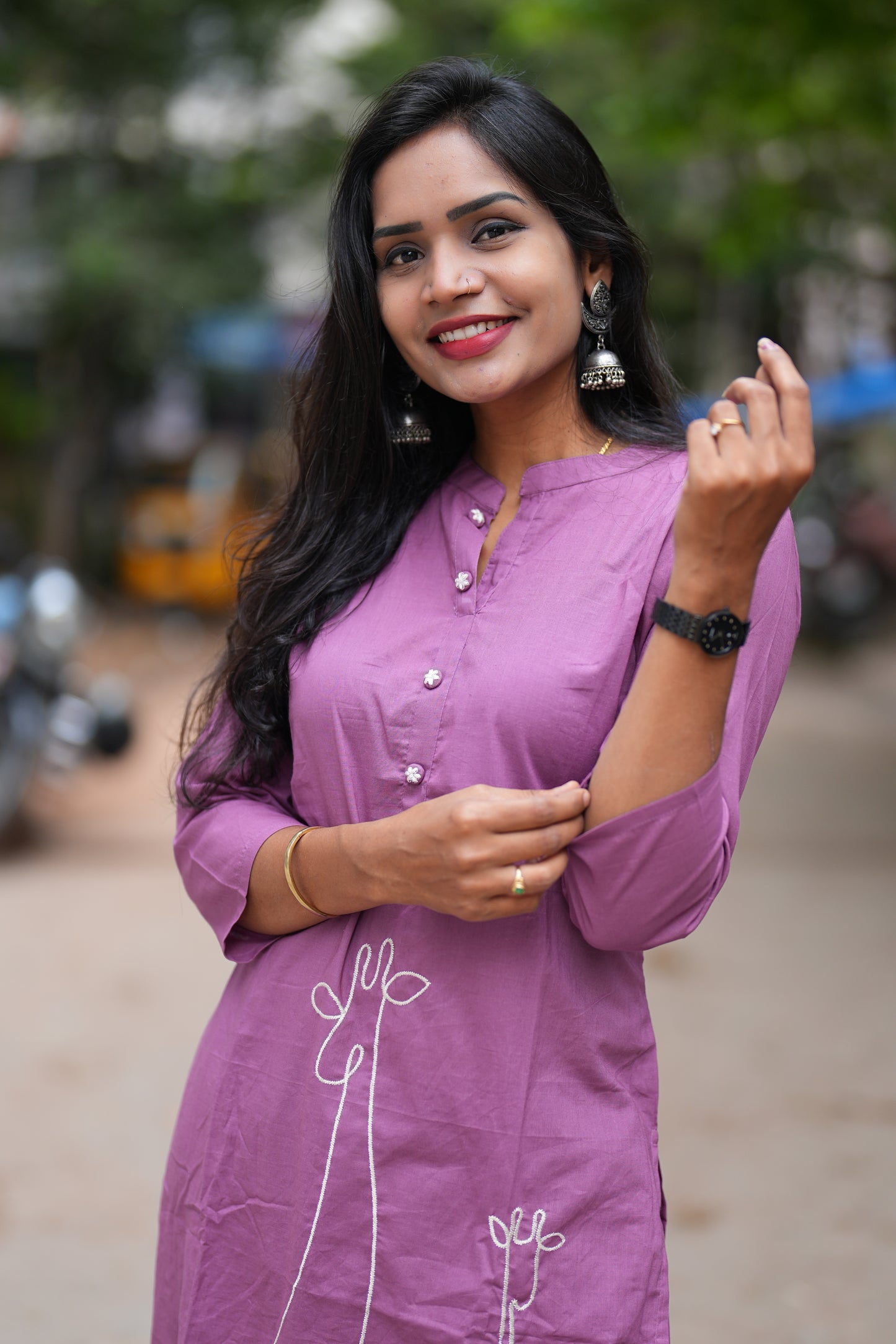 Purple Color Office Wear Cord Set