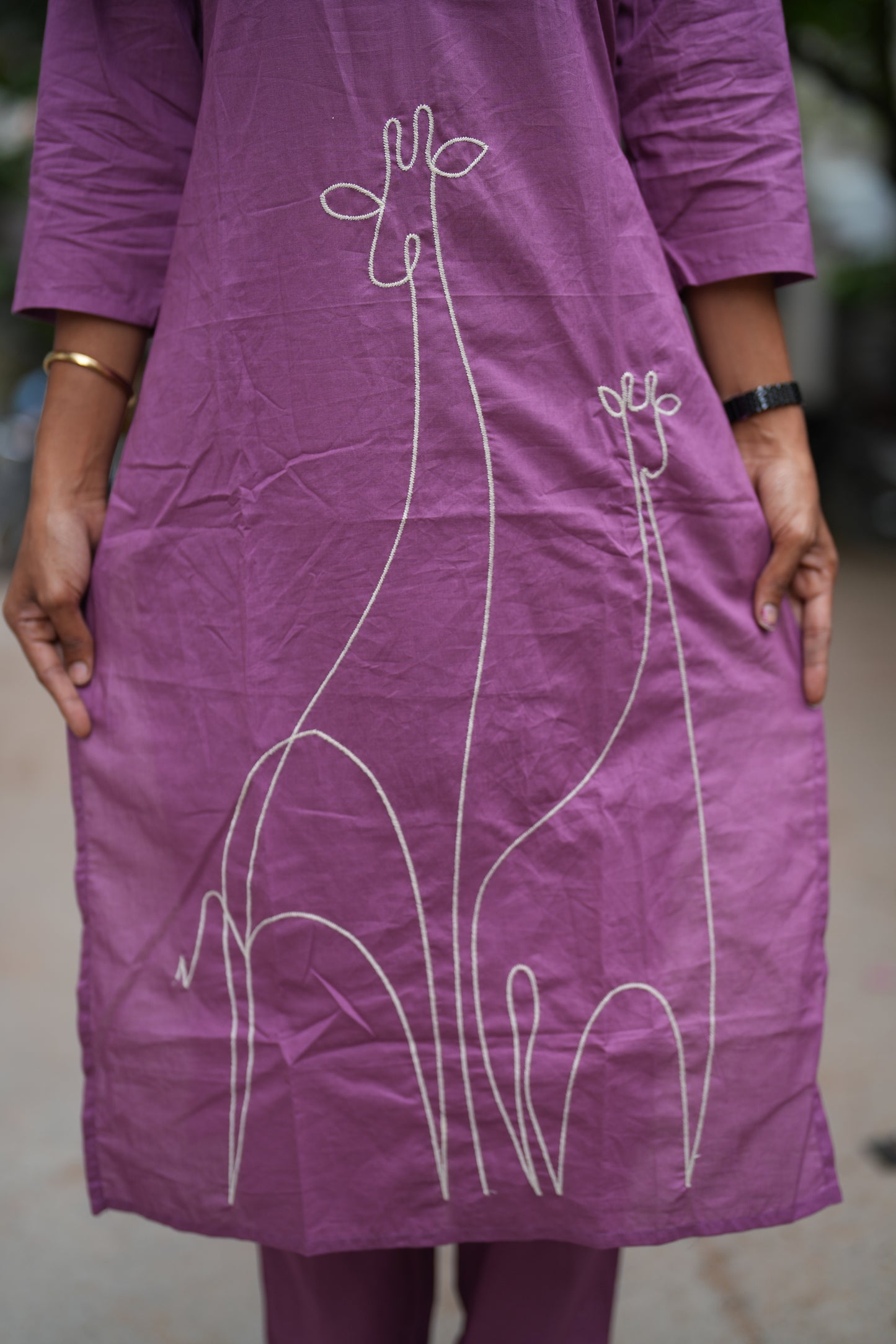 Purple Color Office Wear Cord Set