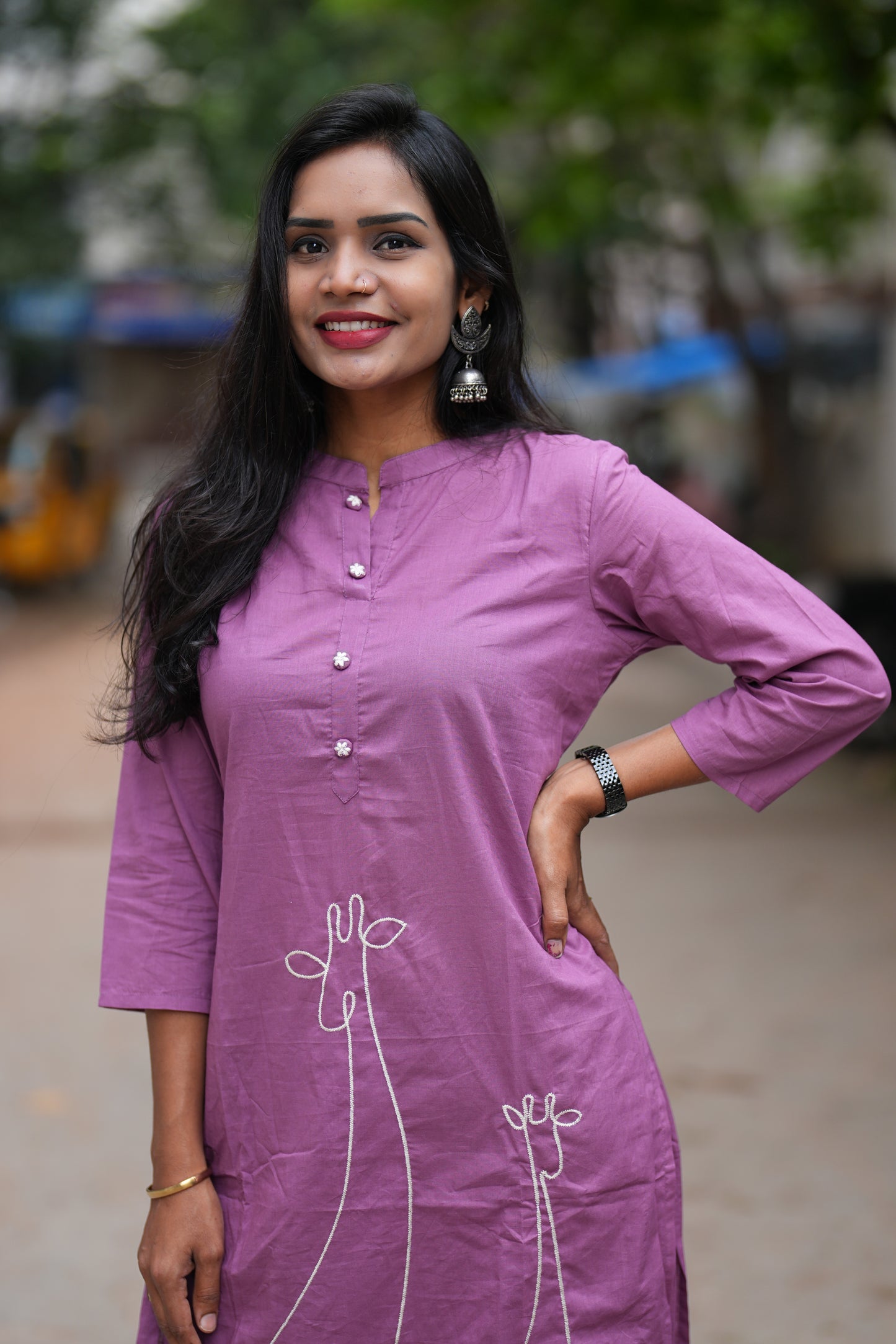 Purple Color Office Wear Cord Set