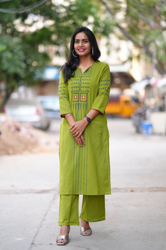 Mehendhi Green Color Flex Cotton Cordset