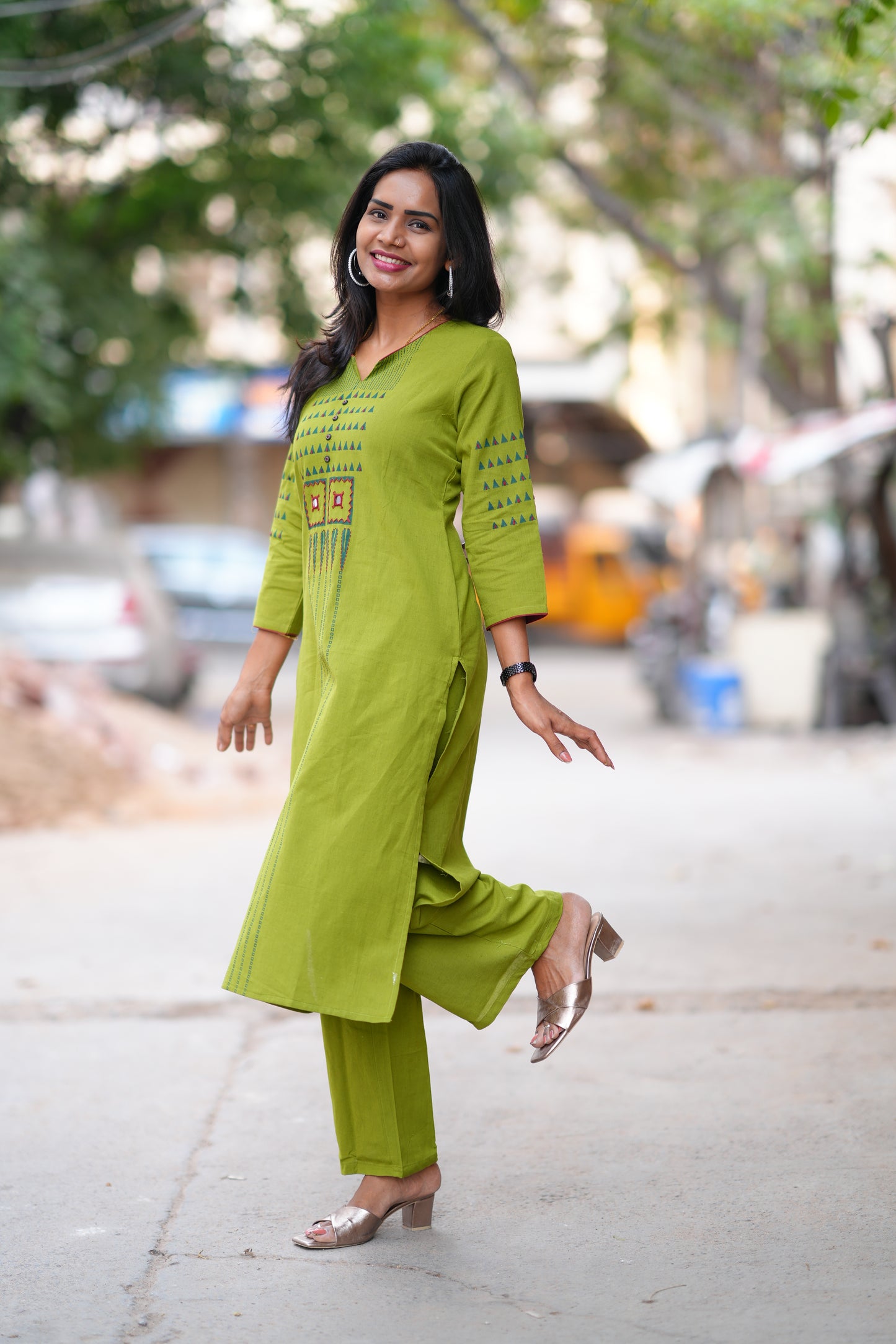 Mehendhi Green Color Flex Cotton Cordset
