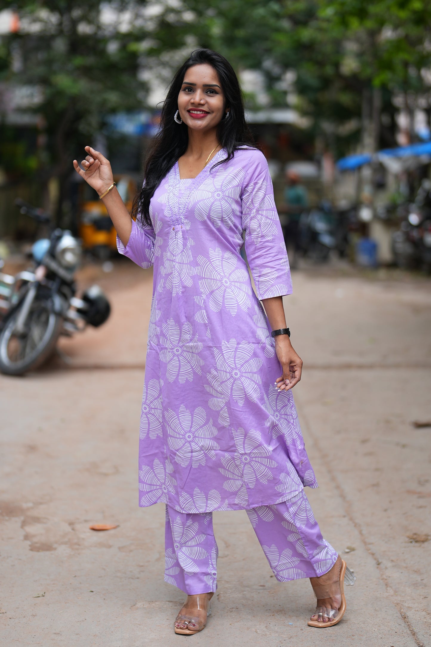 Lavender Color Office Wear Cordset