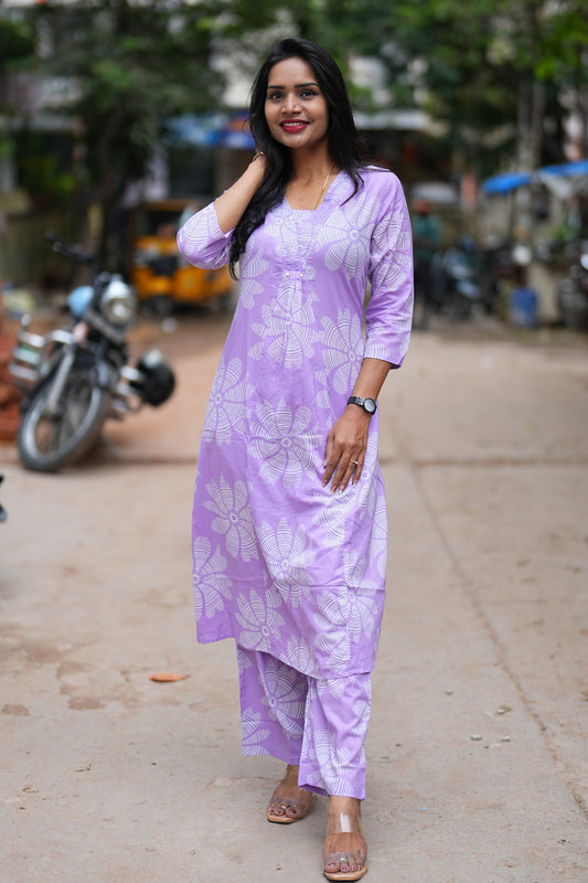 Lavender Color Office Wear Cordset