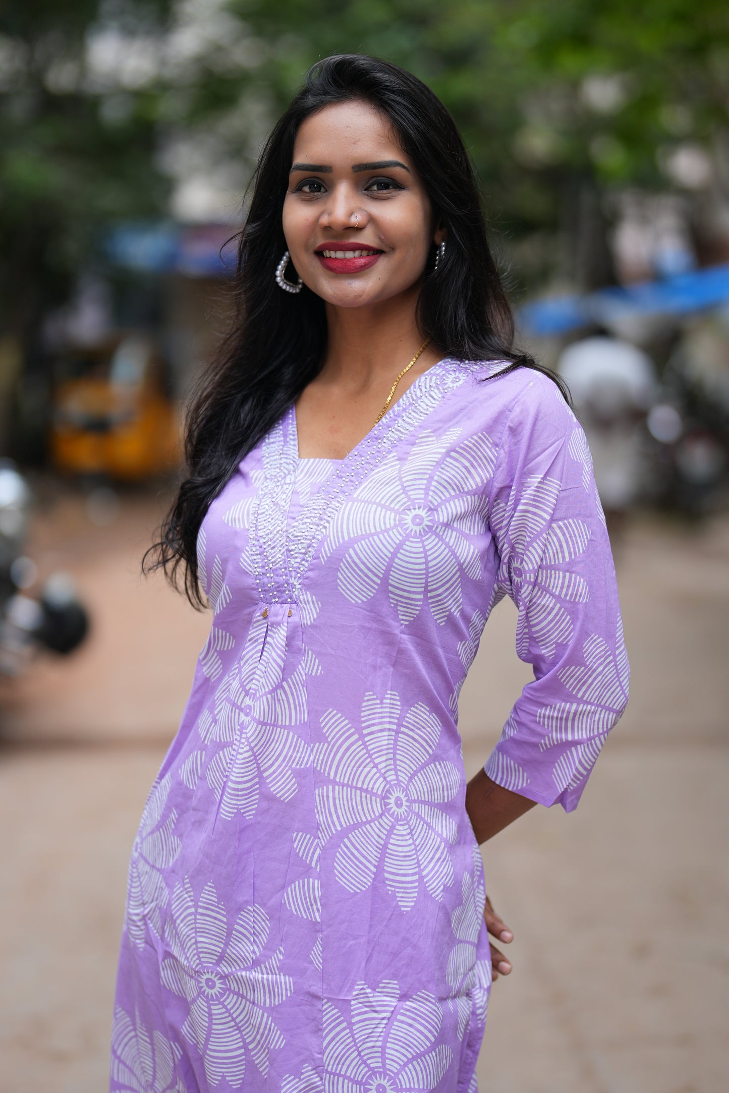 Lavender Color Office Wear Cordset