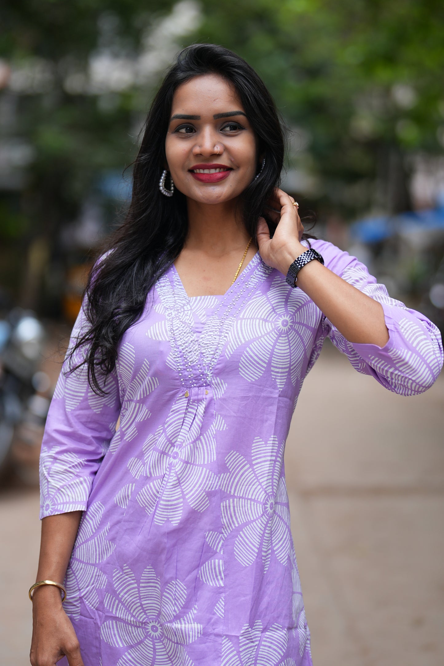 Lavender Color Office Wear Cordset