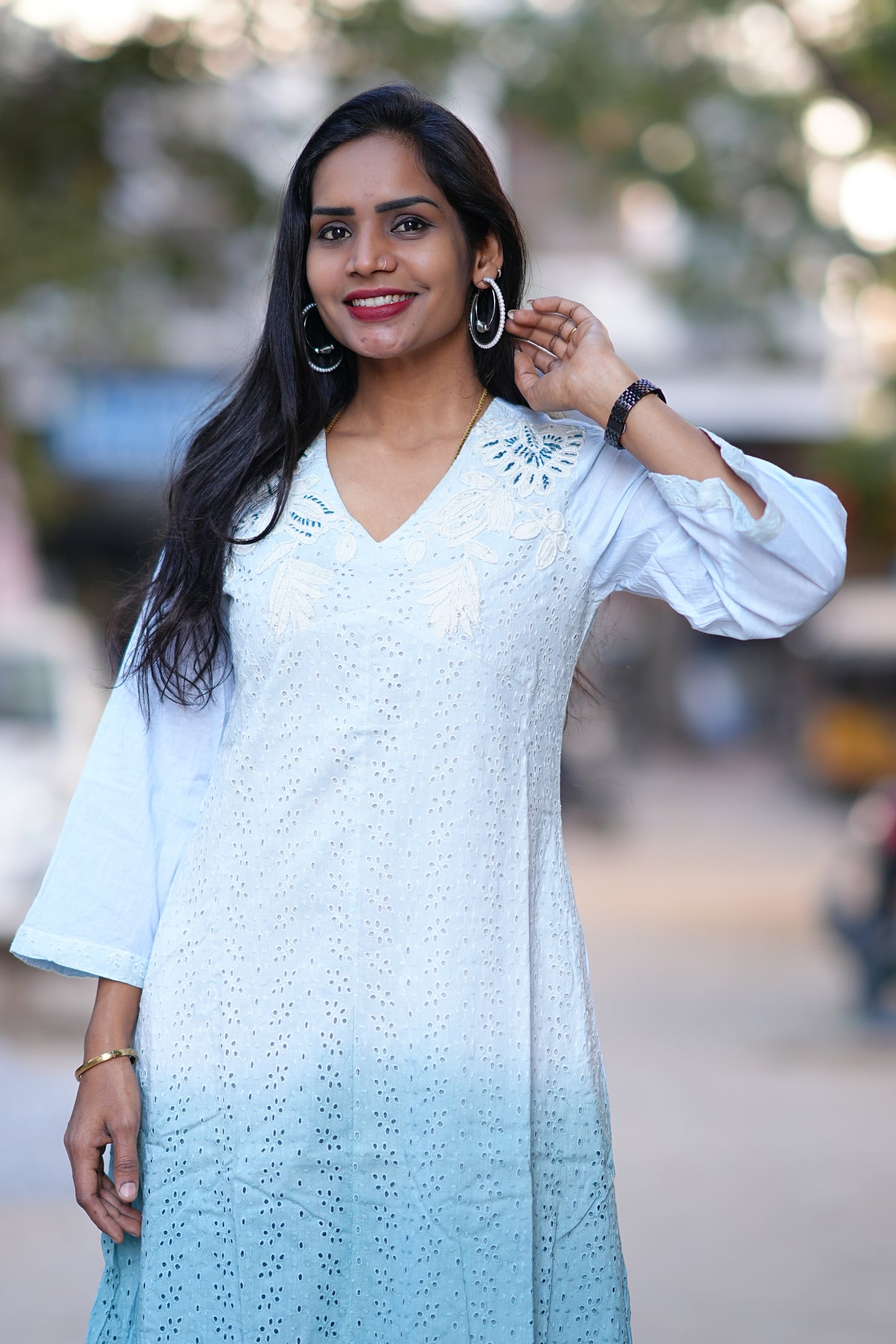 Premium Designer Wear Double Shade Frock