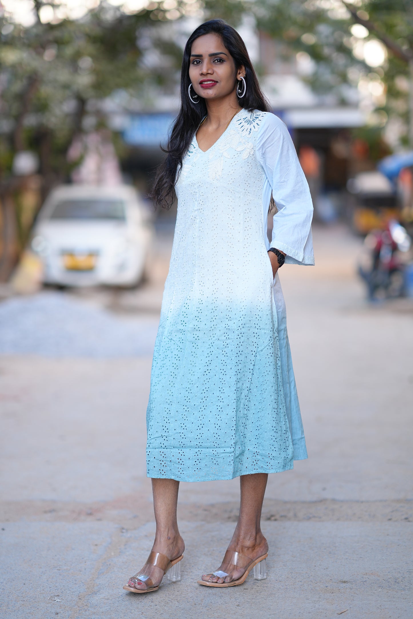 Premium Designer Wear Double Shade Frock