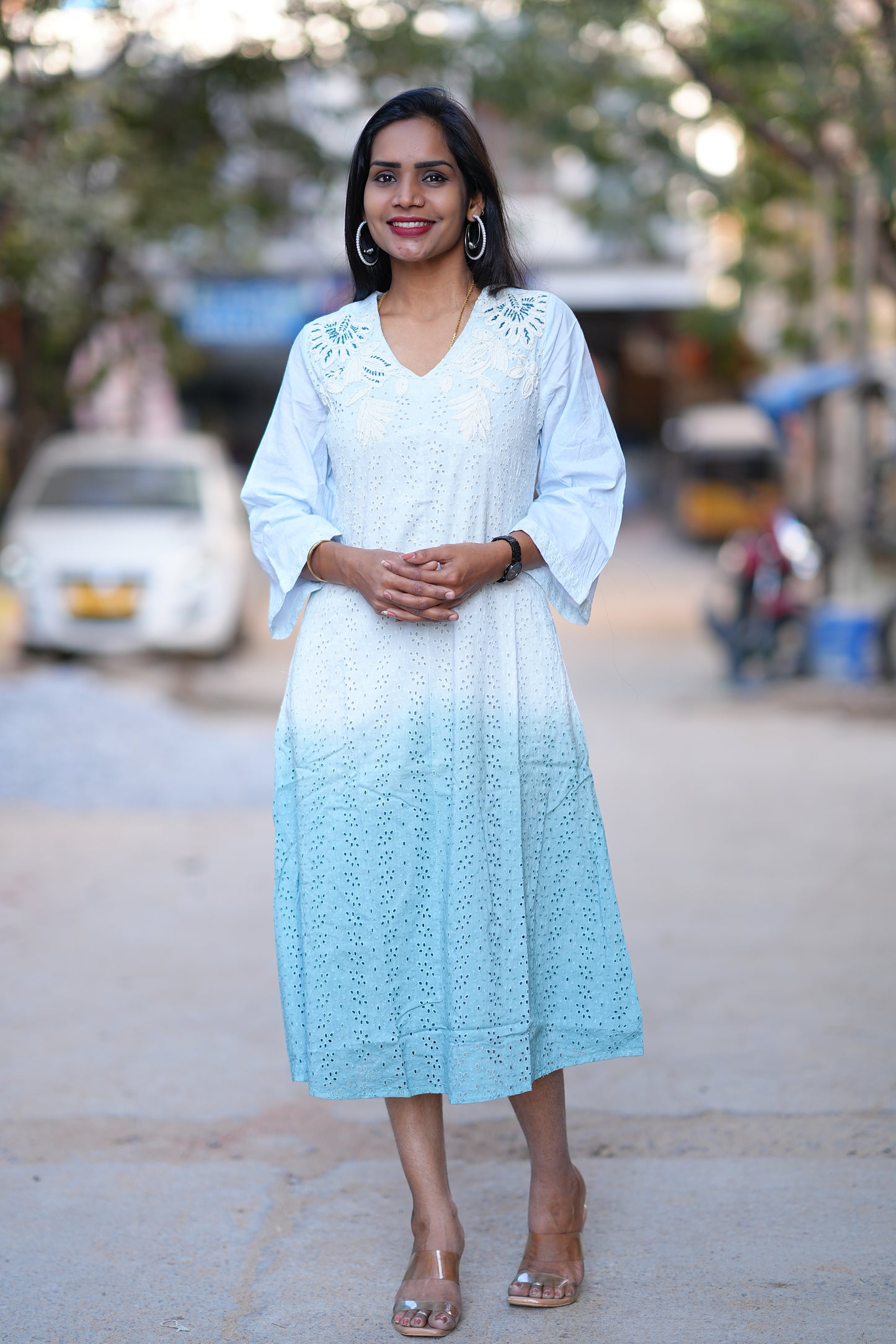 Premium Designer Wear Double Shade Frock