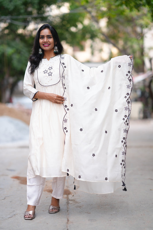 Cream Color Viscose Fabric Premium Party Wear Collection With complete Lining