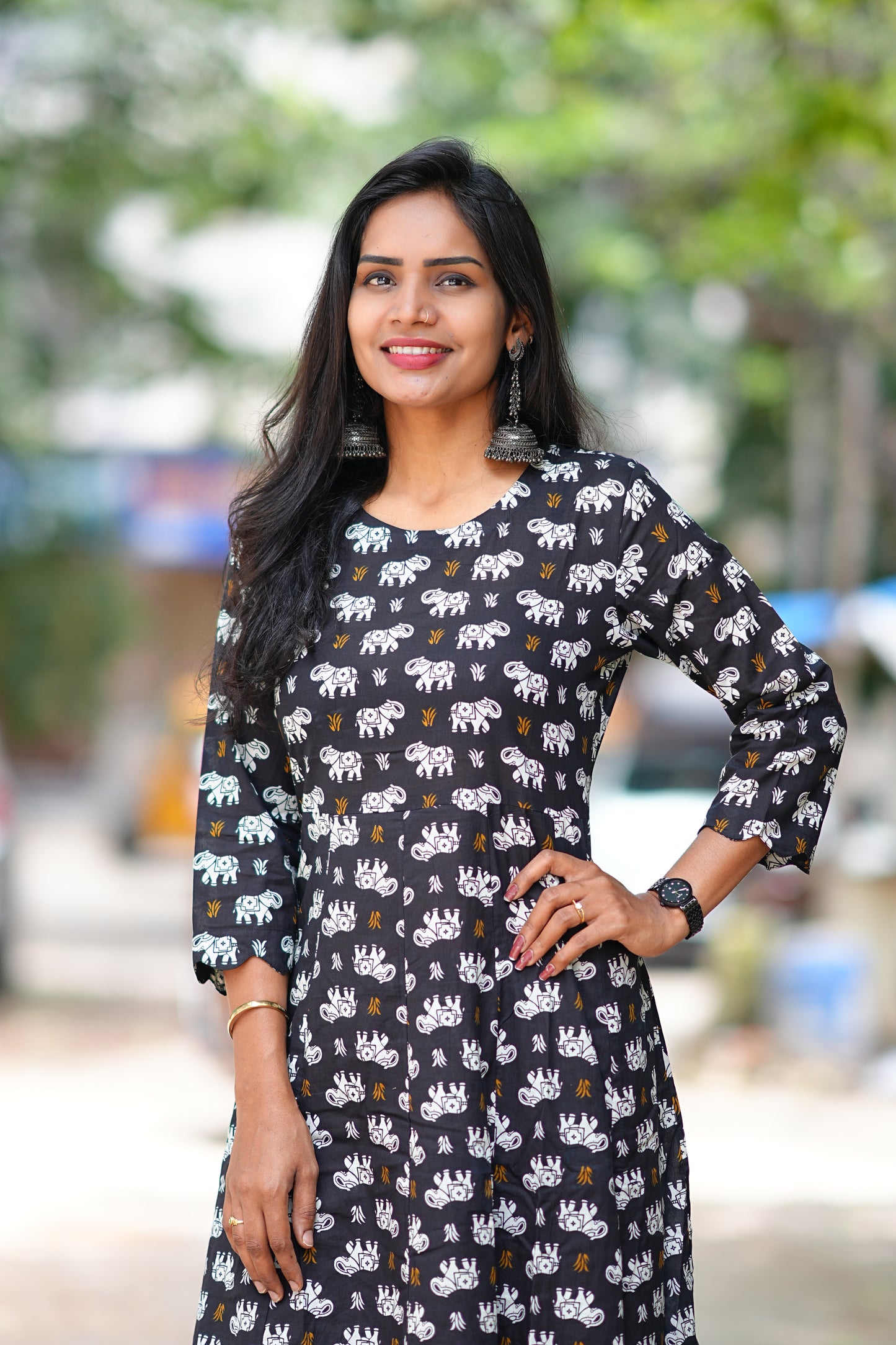 Black Color kalamkari Print Kali Pattern cordset