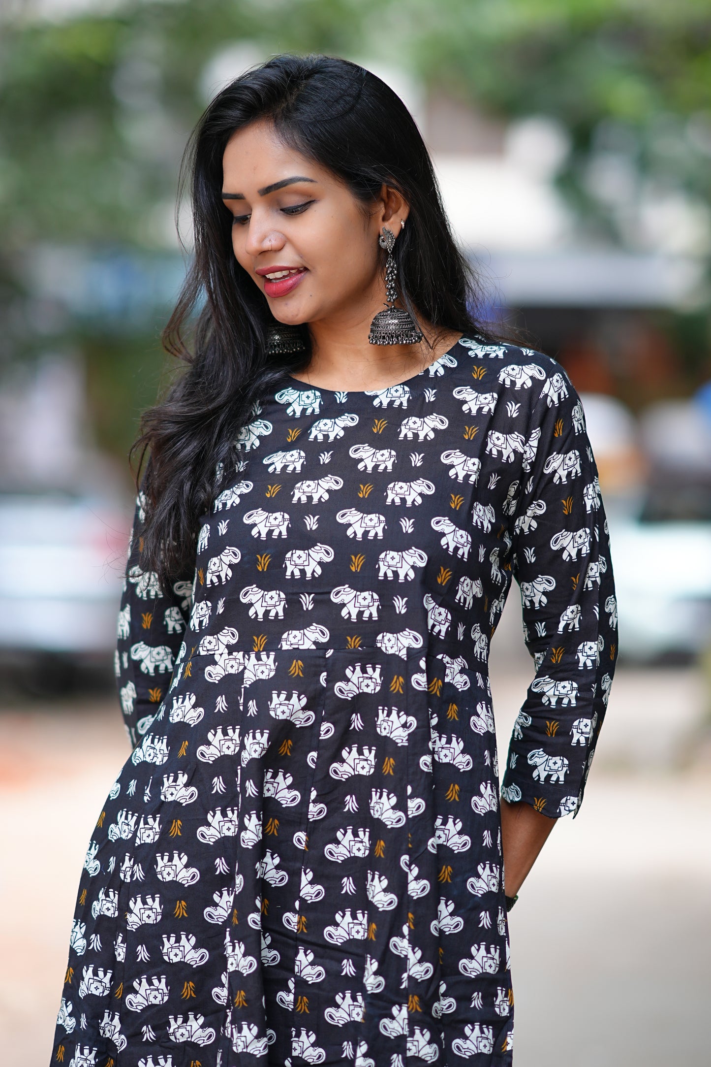 Black Color kalamkari Print Kali Pattern cordset