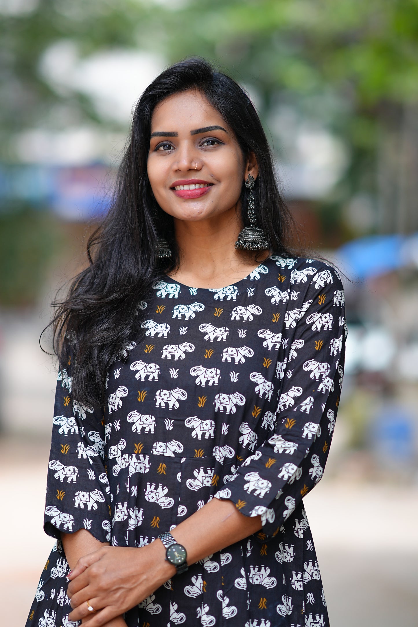 Black Color kalamkari Print Kali Pattern cordset