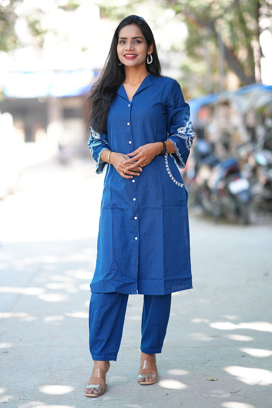 Stylish Blue Color cord set With Embroidery Work