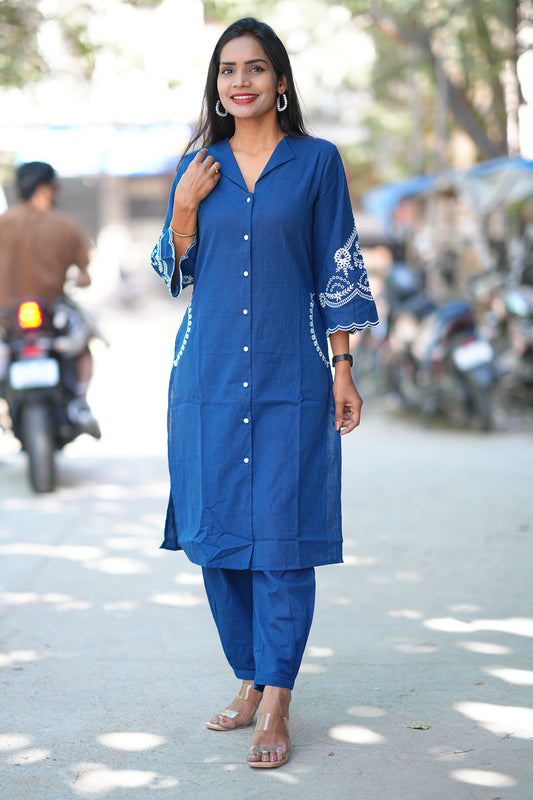 Stylish Blue Color cord set With Embroidery Work