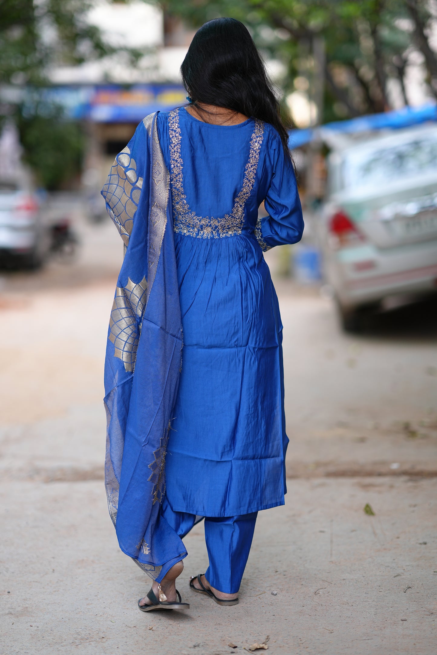 Blue Color Festive Wear 3 Piece Set in Viscose Fabric