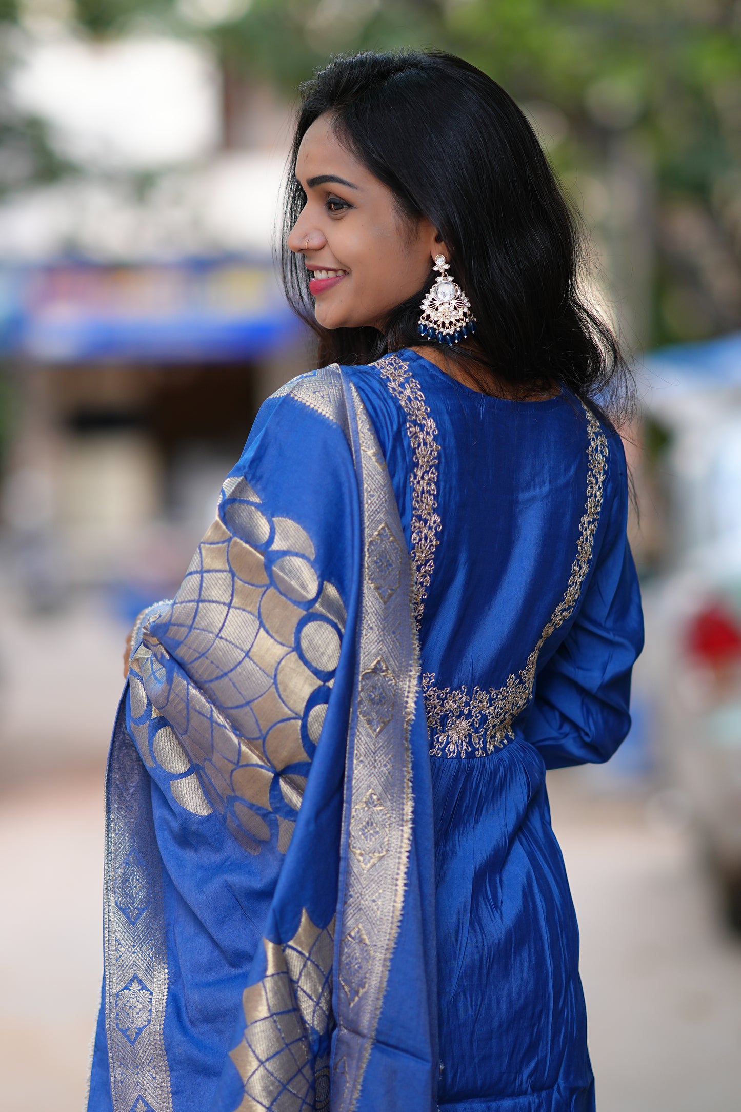 Blue Color Festive Wear 3 Piece Set in Viscose Fabric