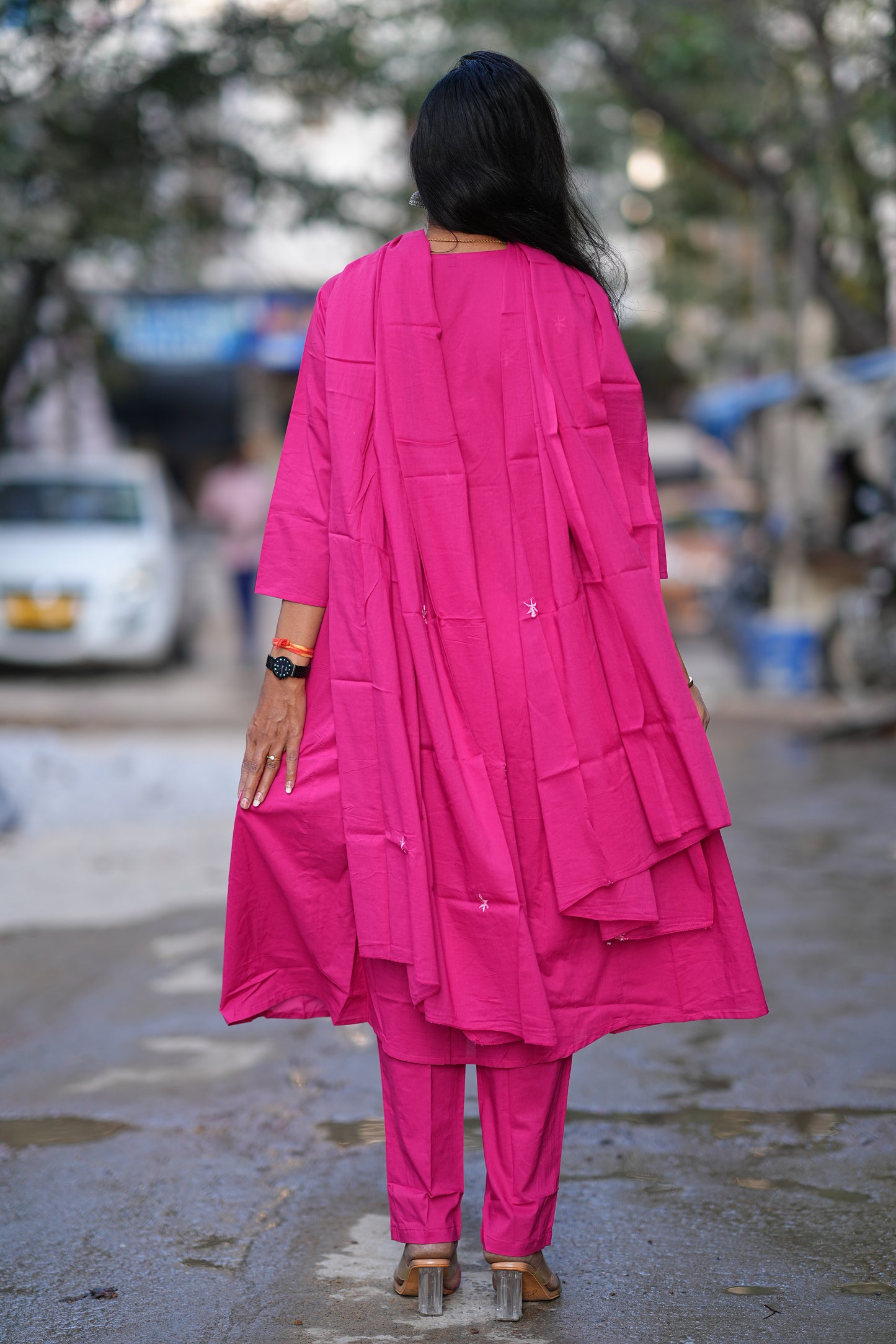 Pink Color 92.5 Jaipur Cotton 3 Piece Set With Embroidery Work