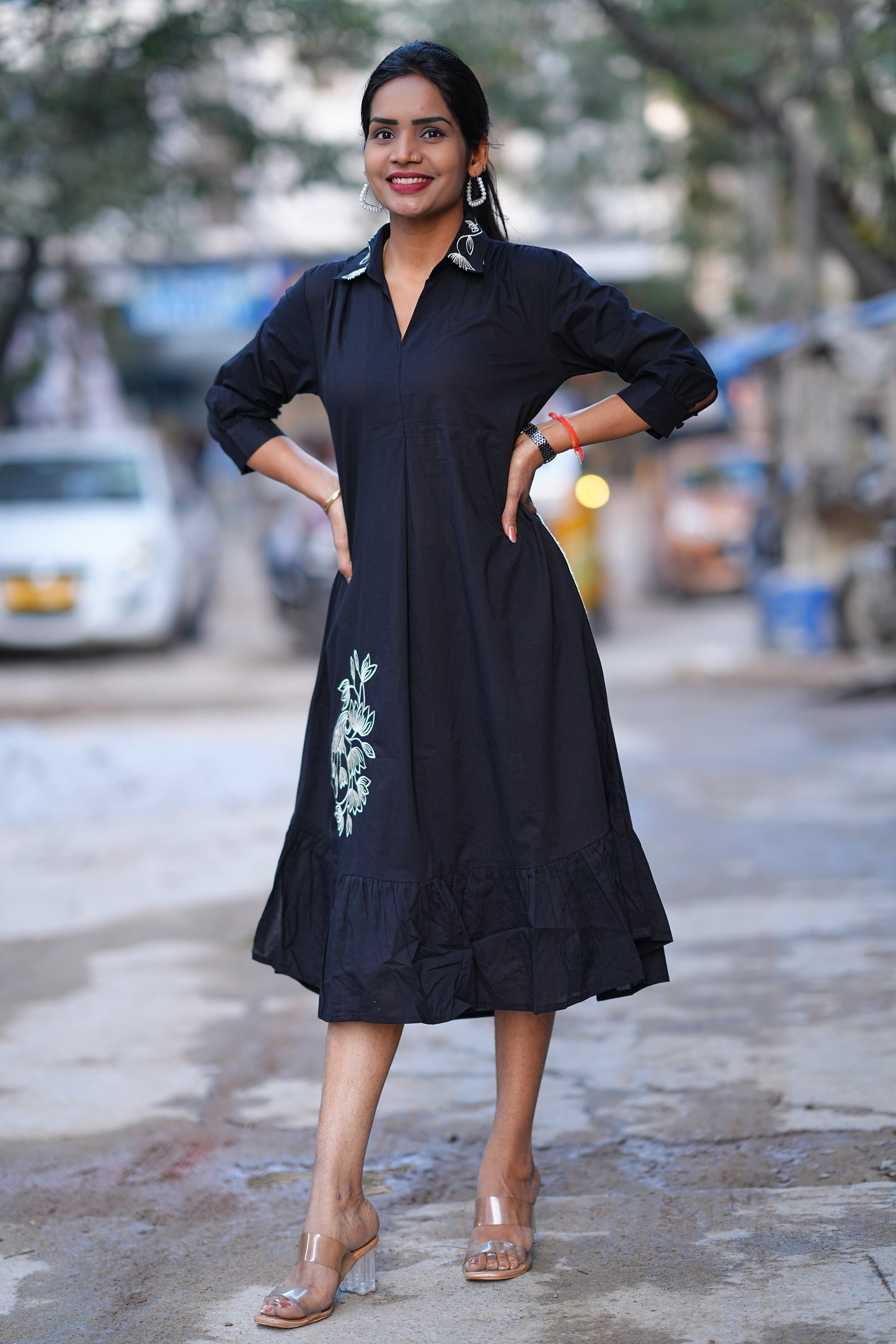 Jaipur Cotton Black Color Designer Frock