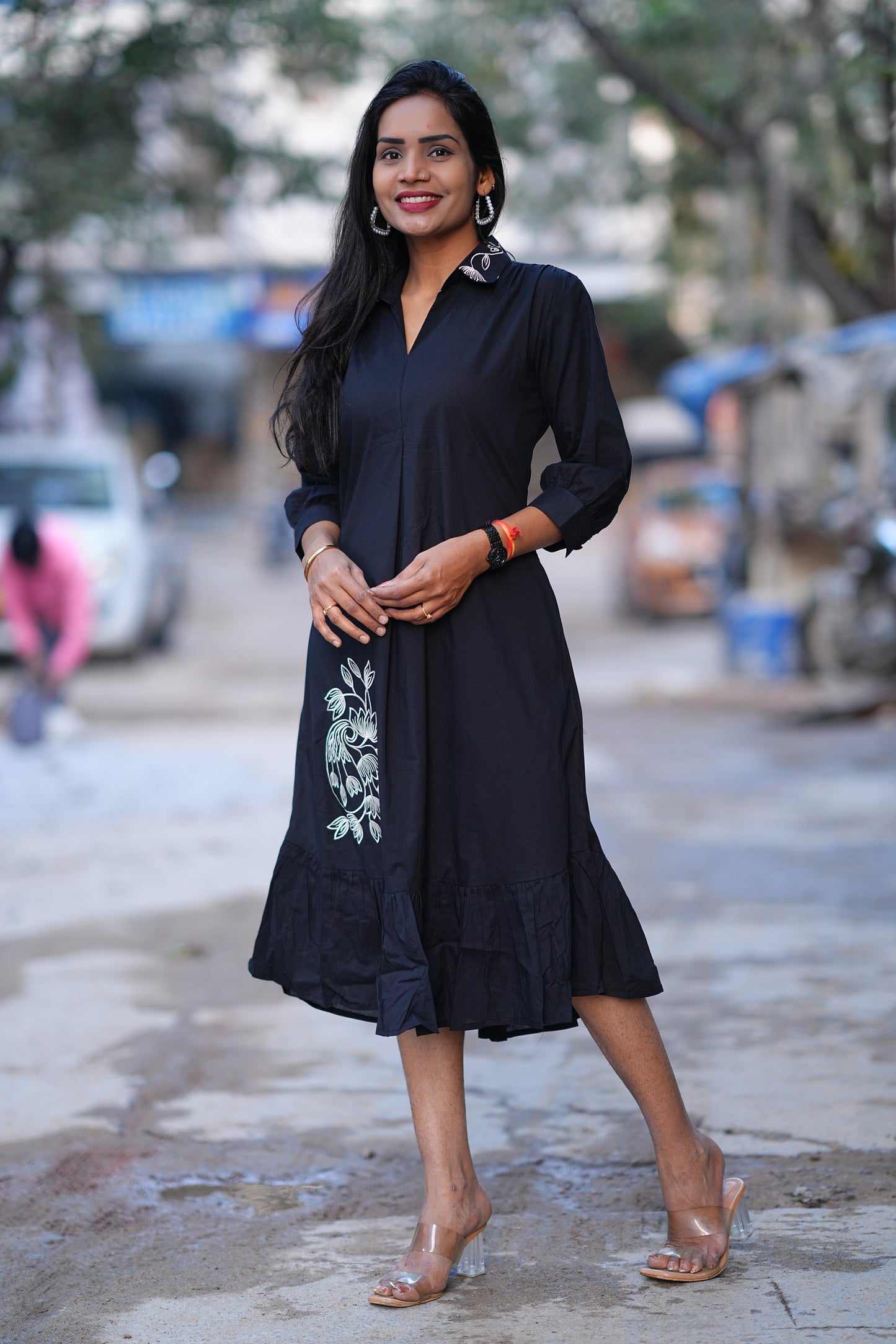 Jaipur Cotton Black Color Designer Frock