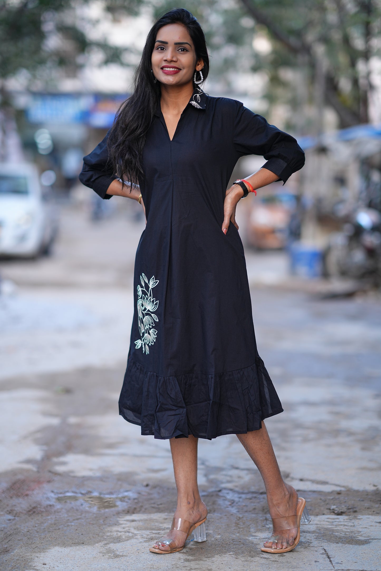 Jaipur Cotton Black Color Designer Frock