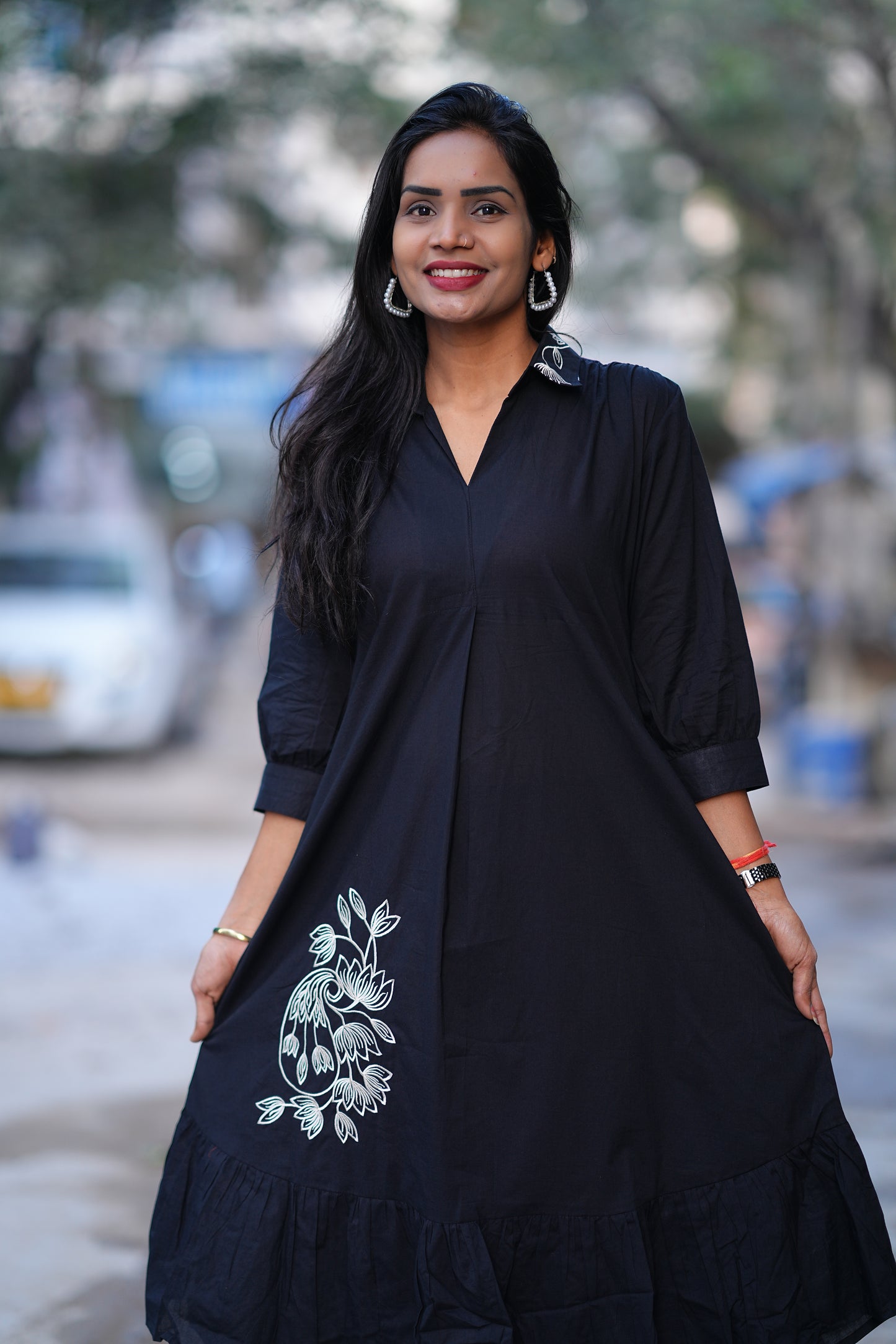 Jaipur Cotton Black Color Designer Frock