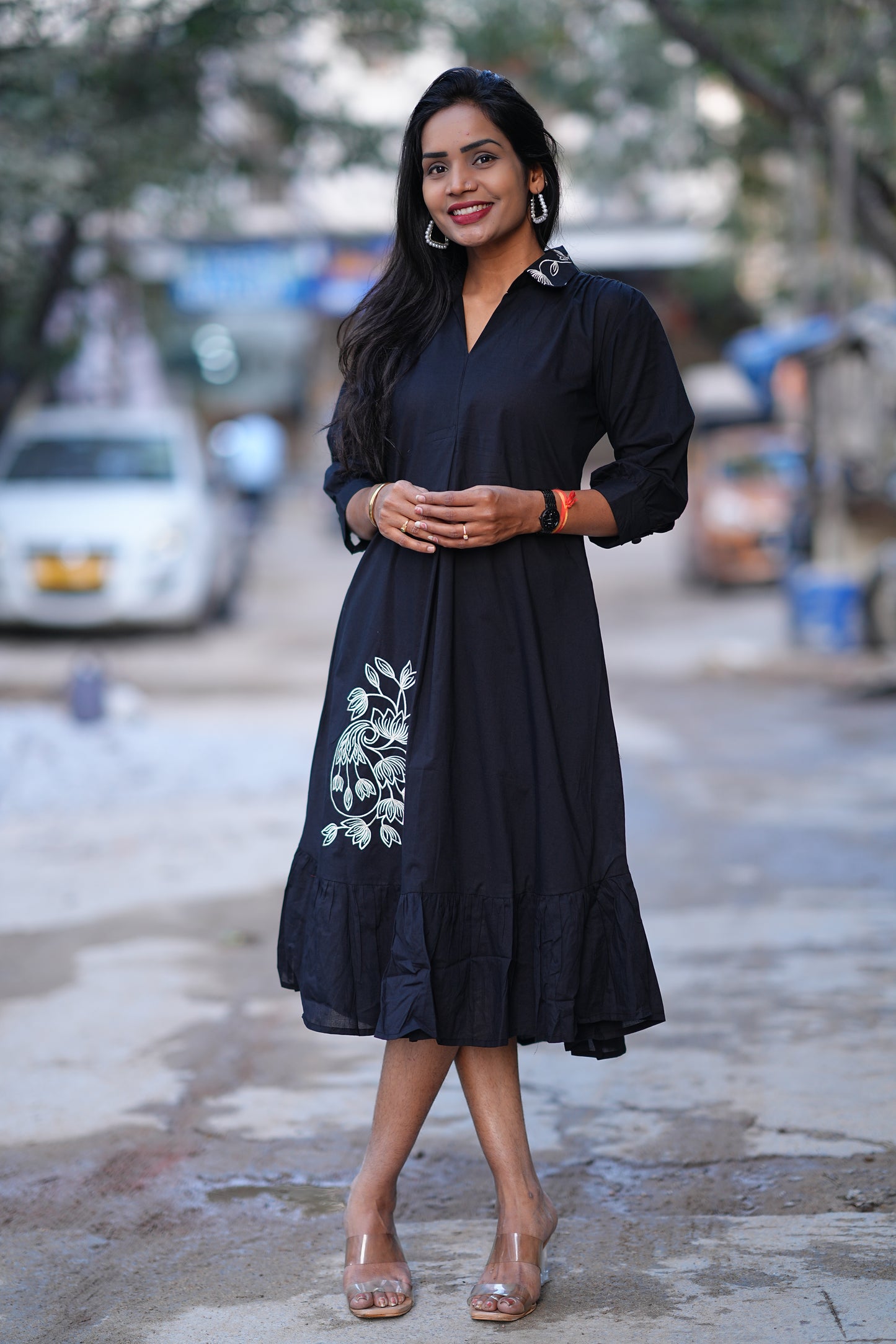 Jaipur Cotton Black Color Designer Frock