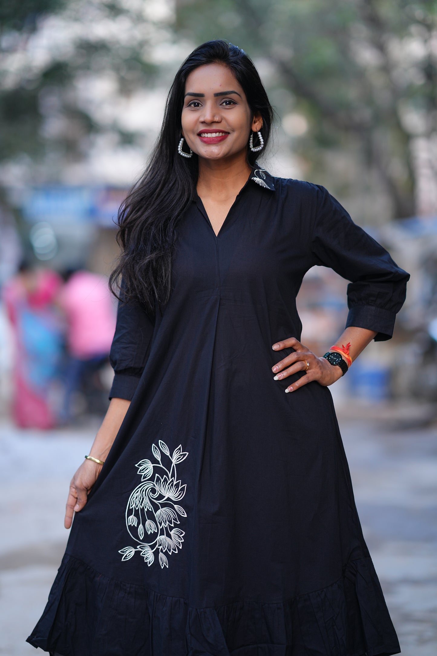 Jaipur Cotton Black Color Designer Frock