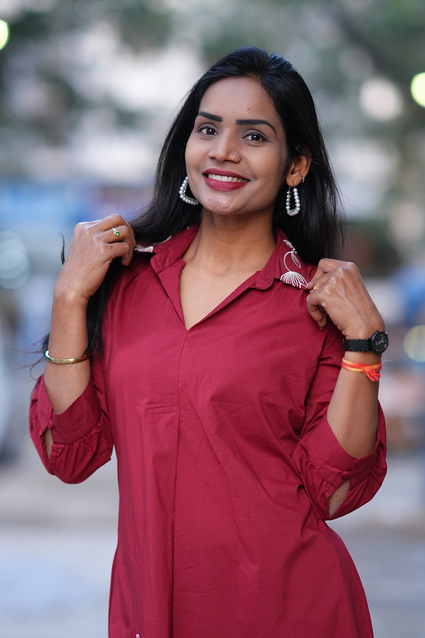 Jaipur Cotton Red Color Designer Frock