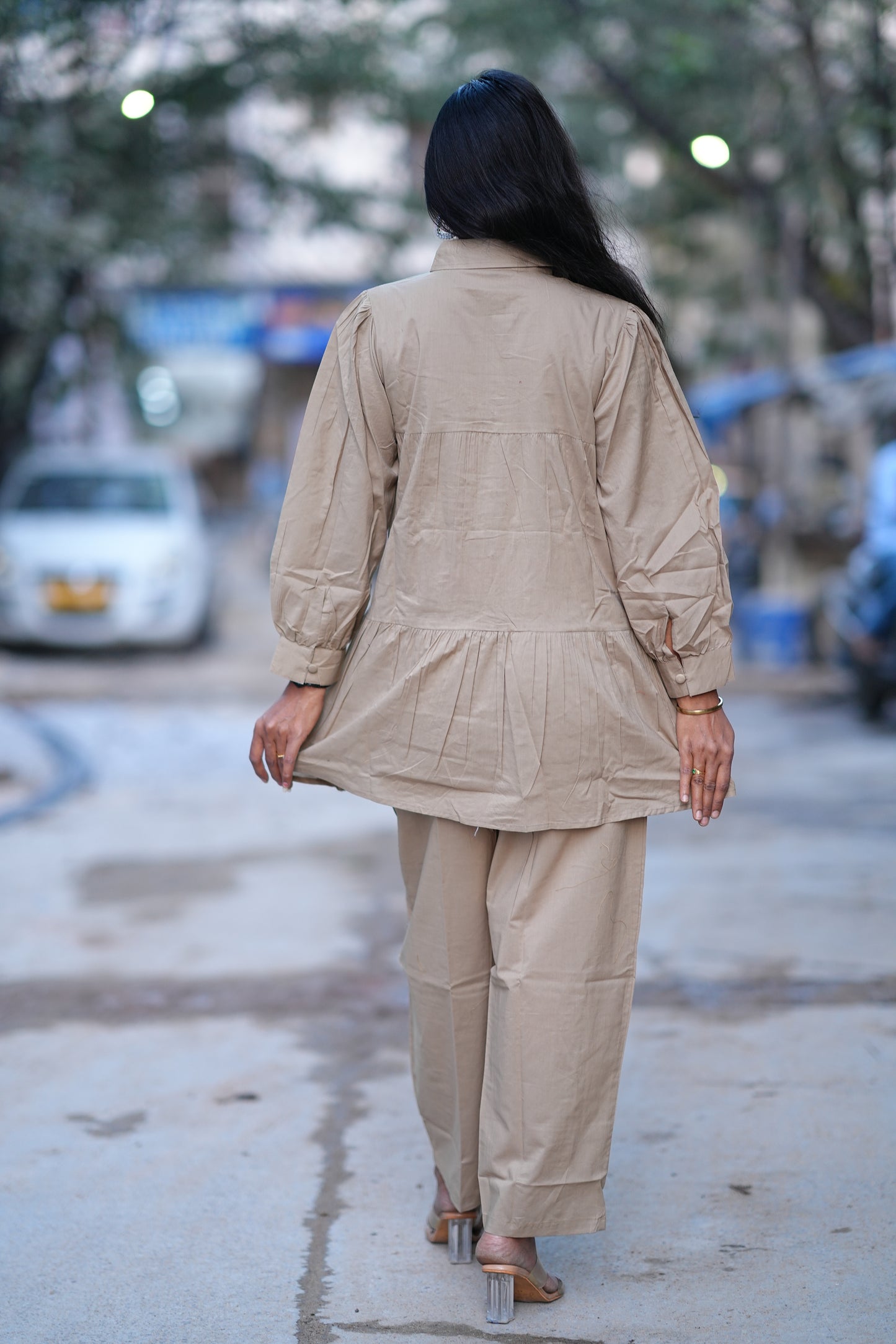 Beige Color Jaipur Cotton Office Wear Cordset