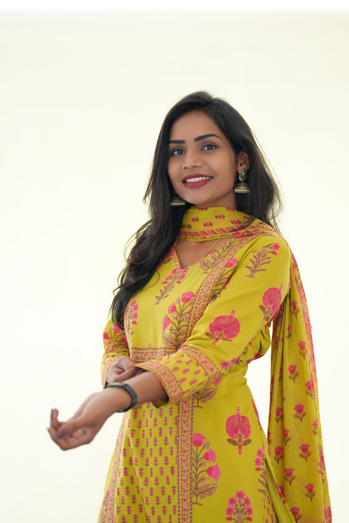 Yellow Color Jaipur Cotton 3 Piece Set With Block Print and Complte Lining