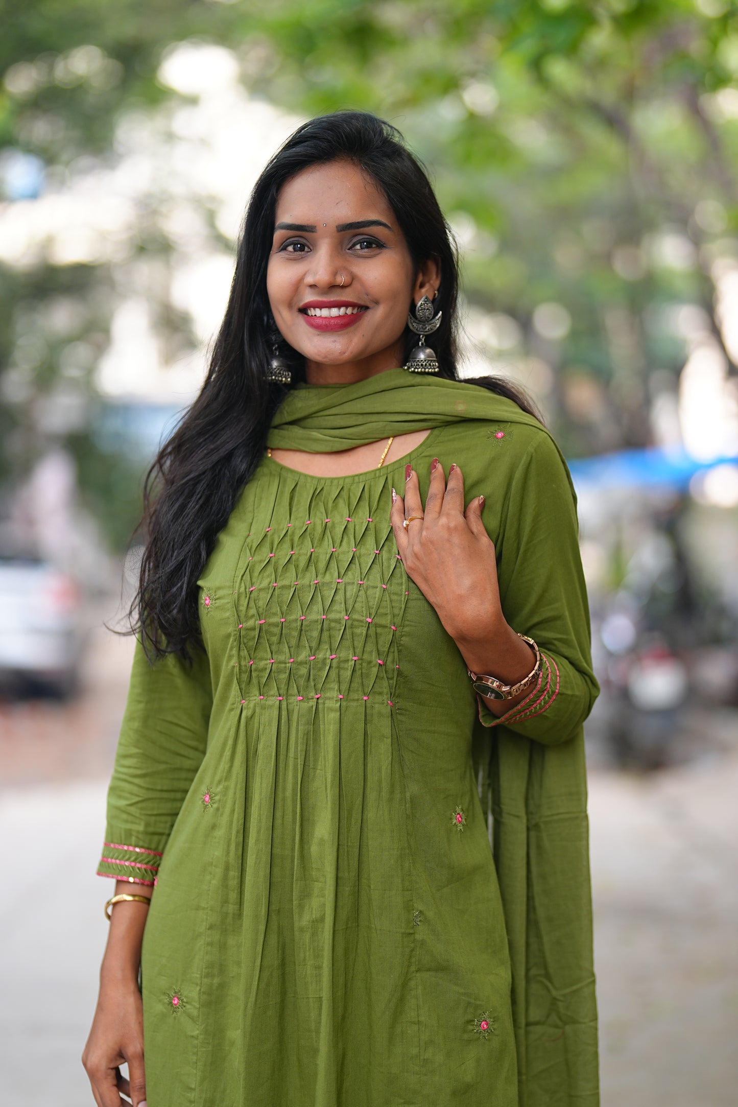 Mehndi Green Jaipur Cotton 3 Piece Set