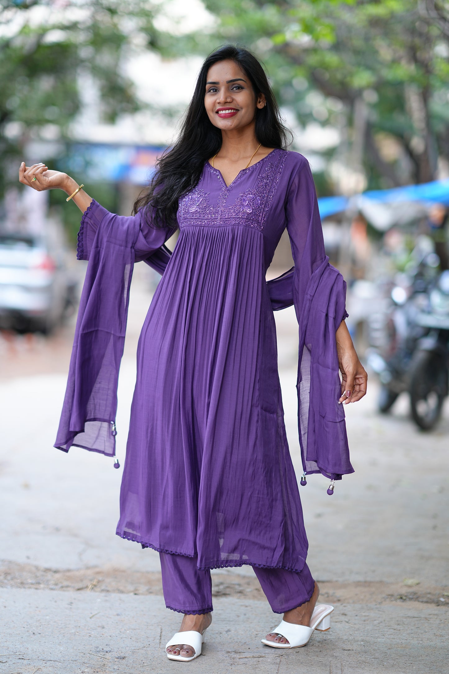 Purple Color Viscose Fabric Premium Party Wear collection