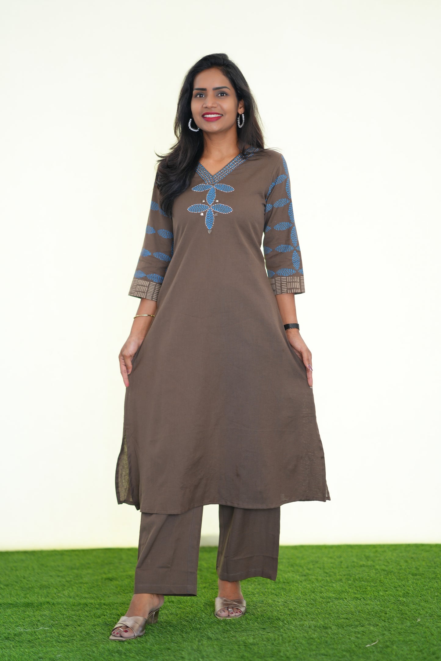 Brown Color Jaipur Flex Cotton Stylish Office Wear Cordset