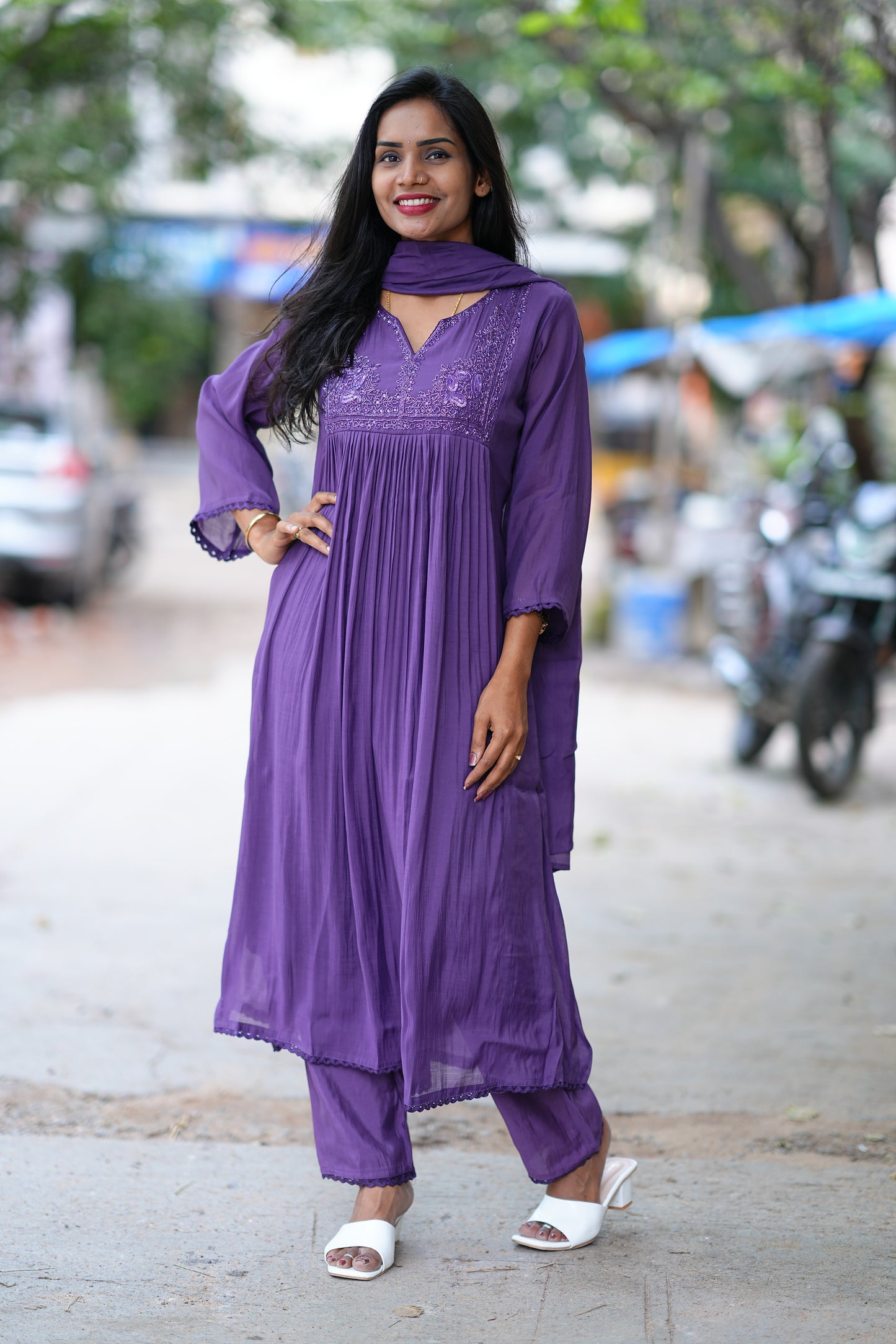 Purple Color Viscose Fabric Premium Party Wear collection