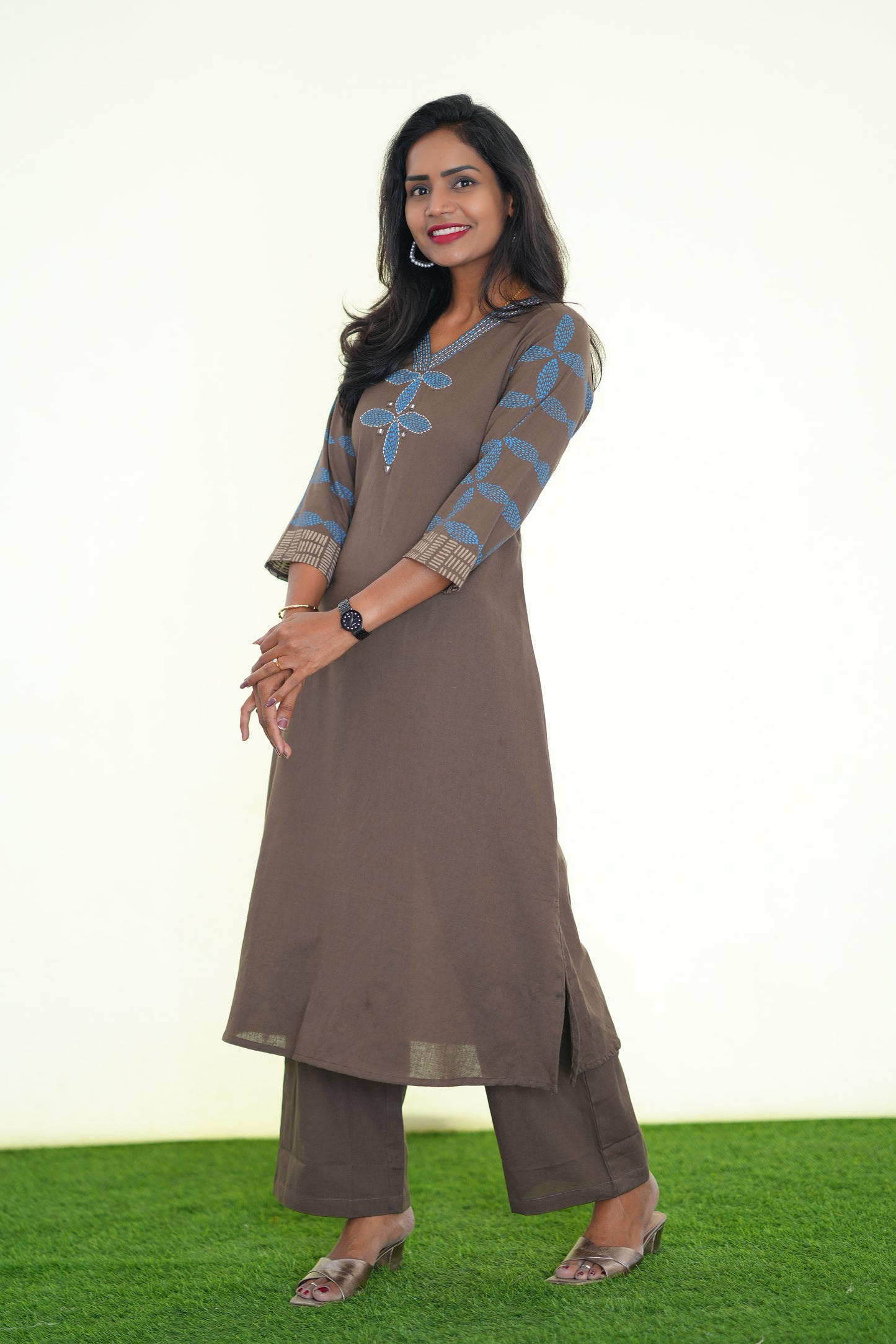 Brown Color Jaipur Flex Cotton Stylish Office Wear Cordset