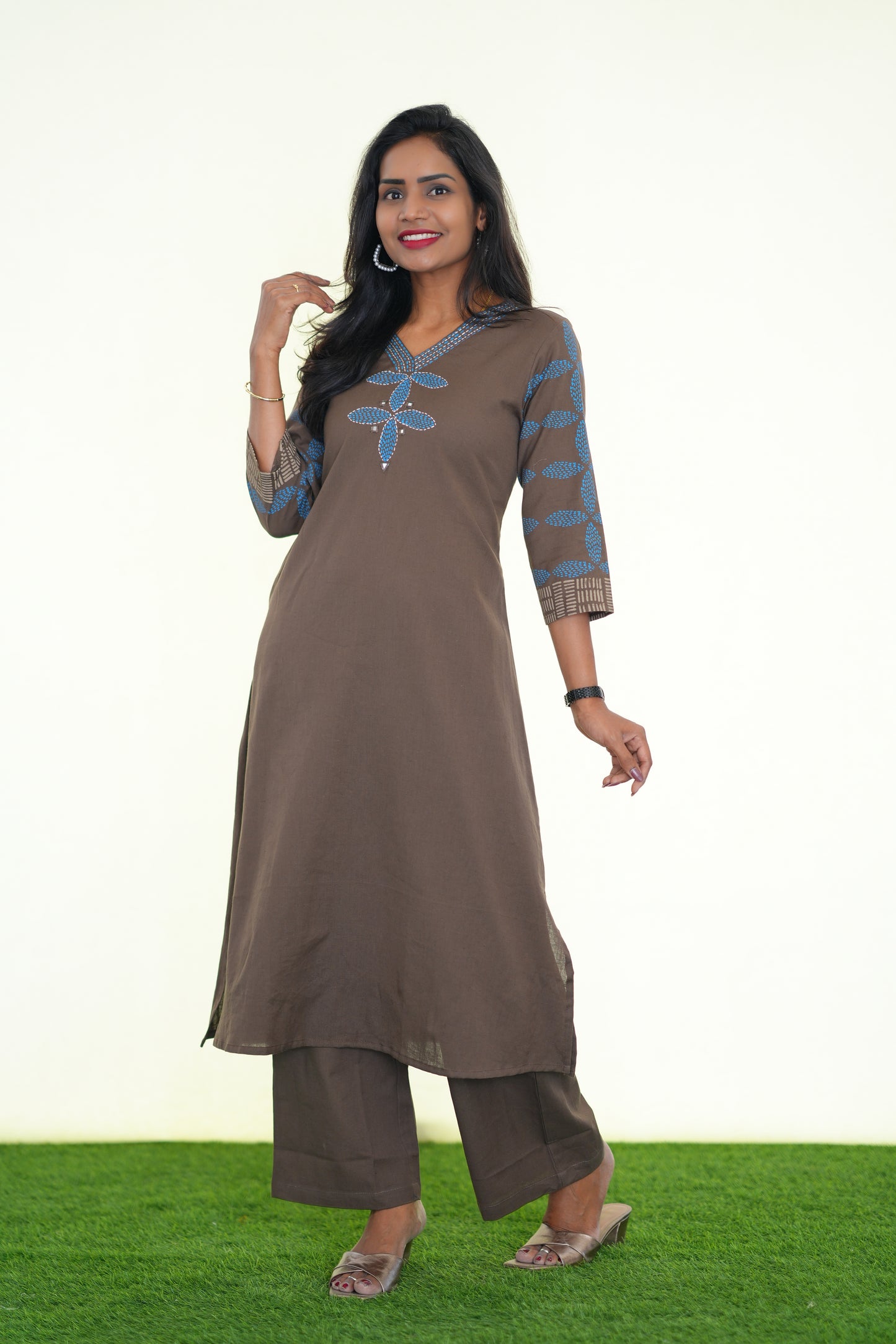 Brown Color Jaipur Flex Cotton Stylish Office Wear Cordset