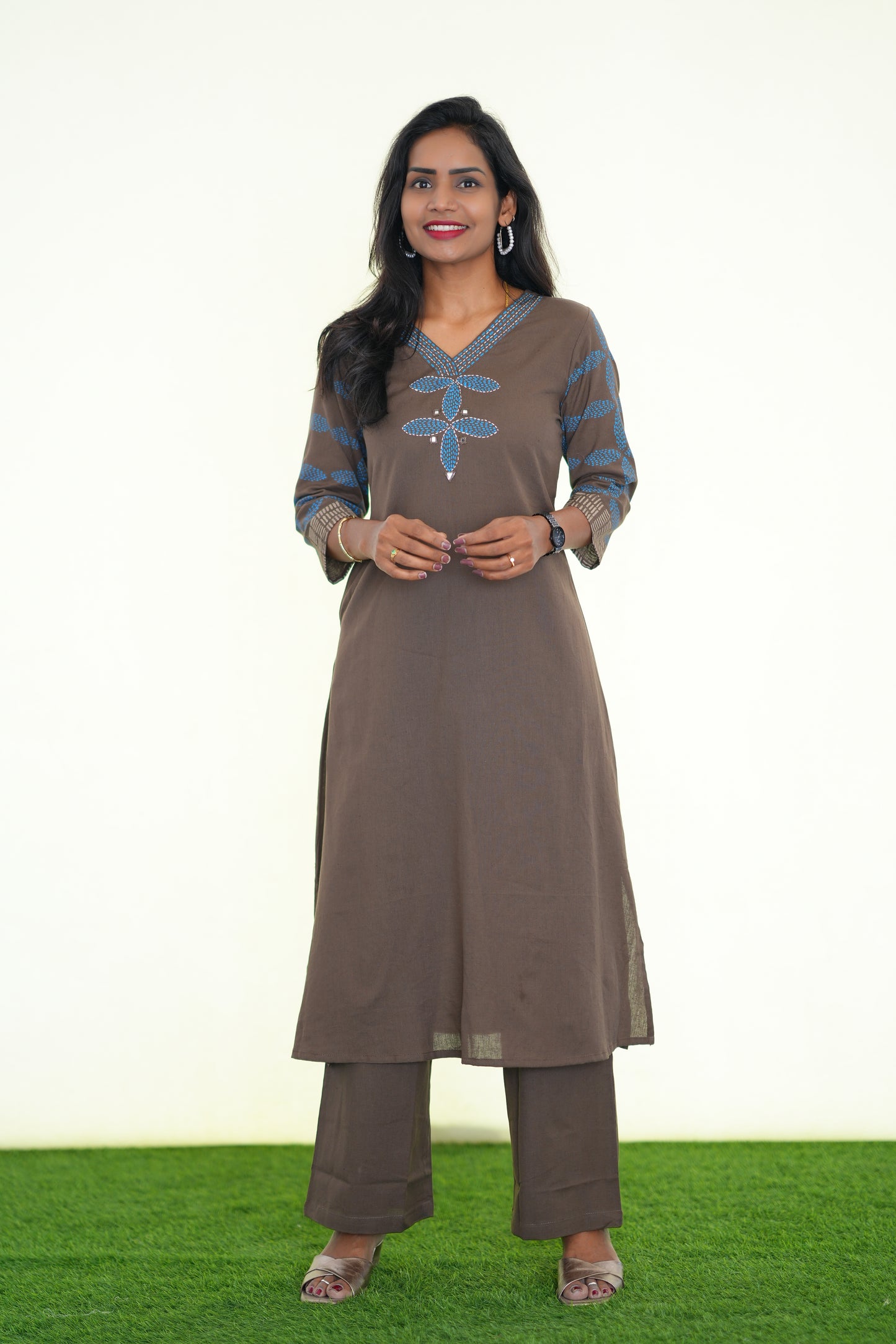 Brown Color Jaipur Flex Cotton Stylish Office Wear Cordset