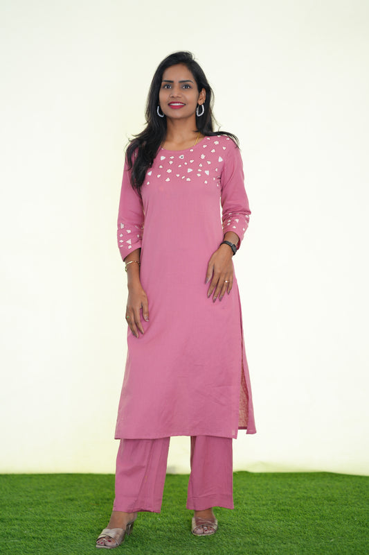 Pink Color Jaipur Flex Cotton Stylish Office Wear Cordset