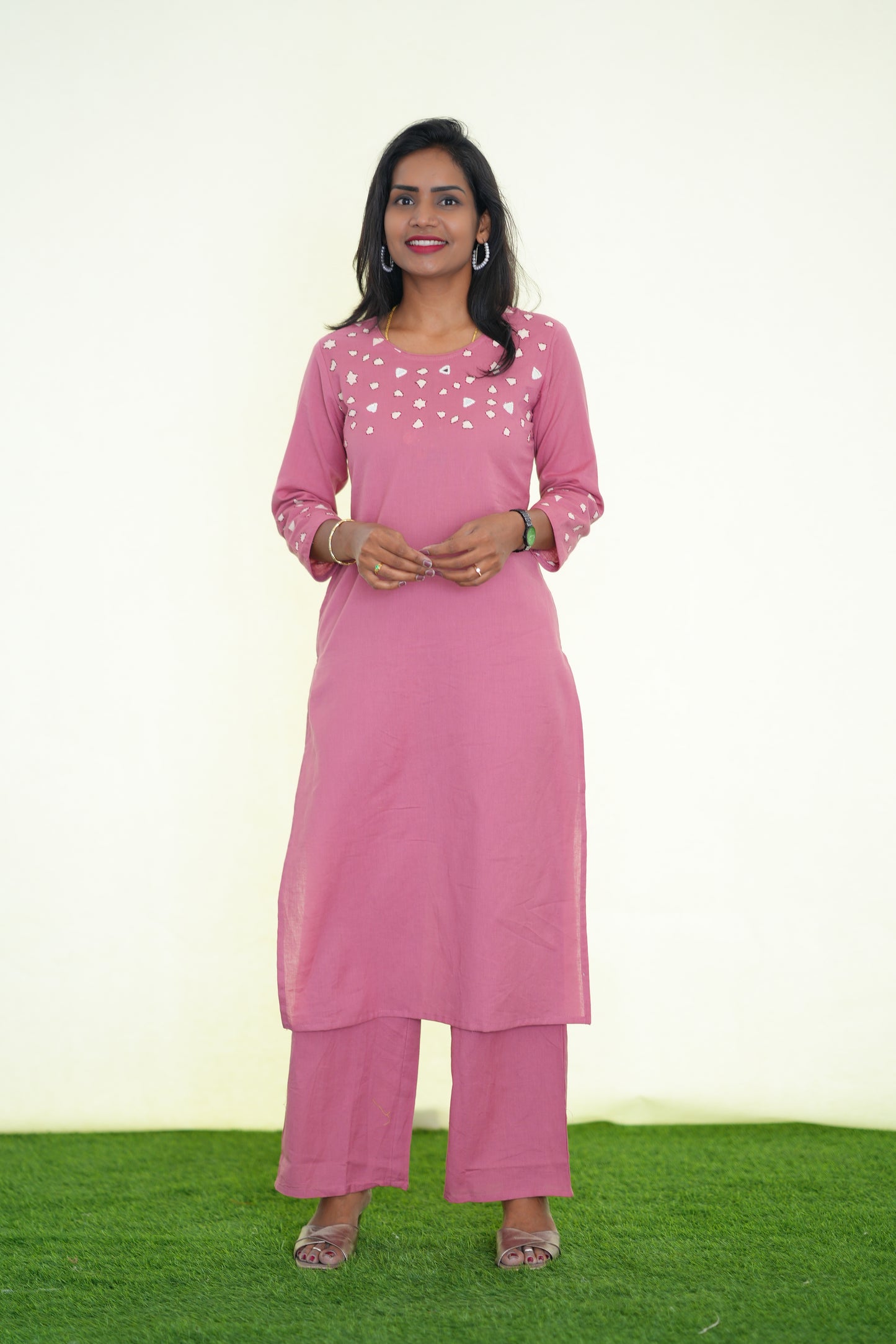 Pink Color Jaipur Flex Cotton Stylish Office Wear Cordset
