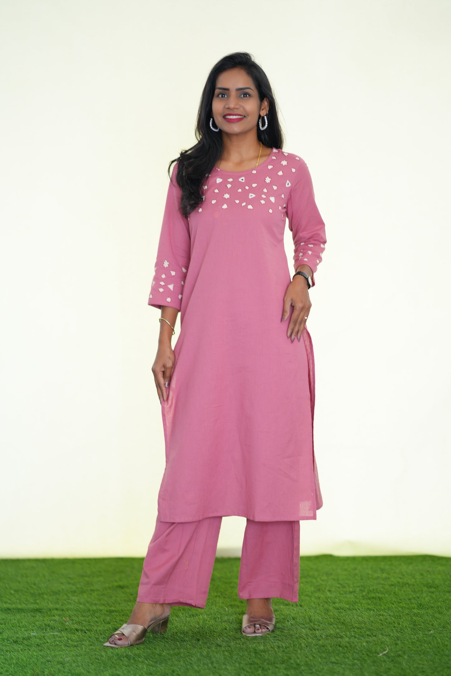 Pink Color Jaipur Flex Cotton Stylish Office Wear Cordset