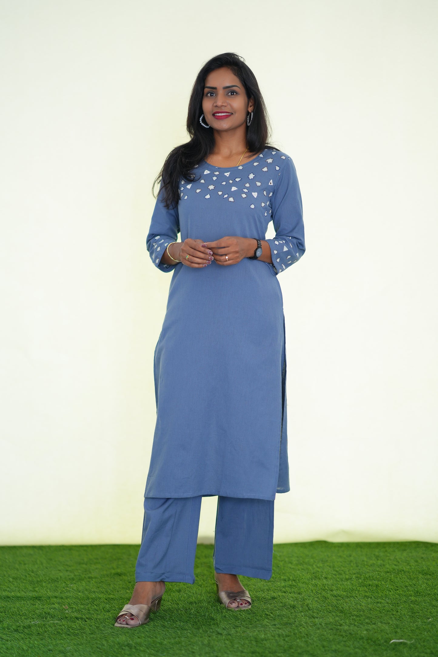 Denim Blue Color Jaipur Flex Cotton Stylish Office Wear Cordset