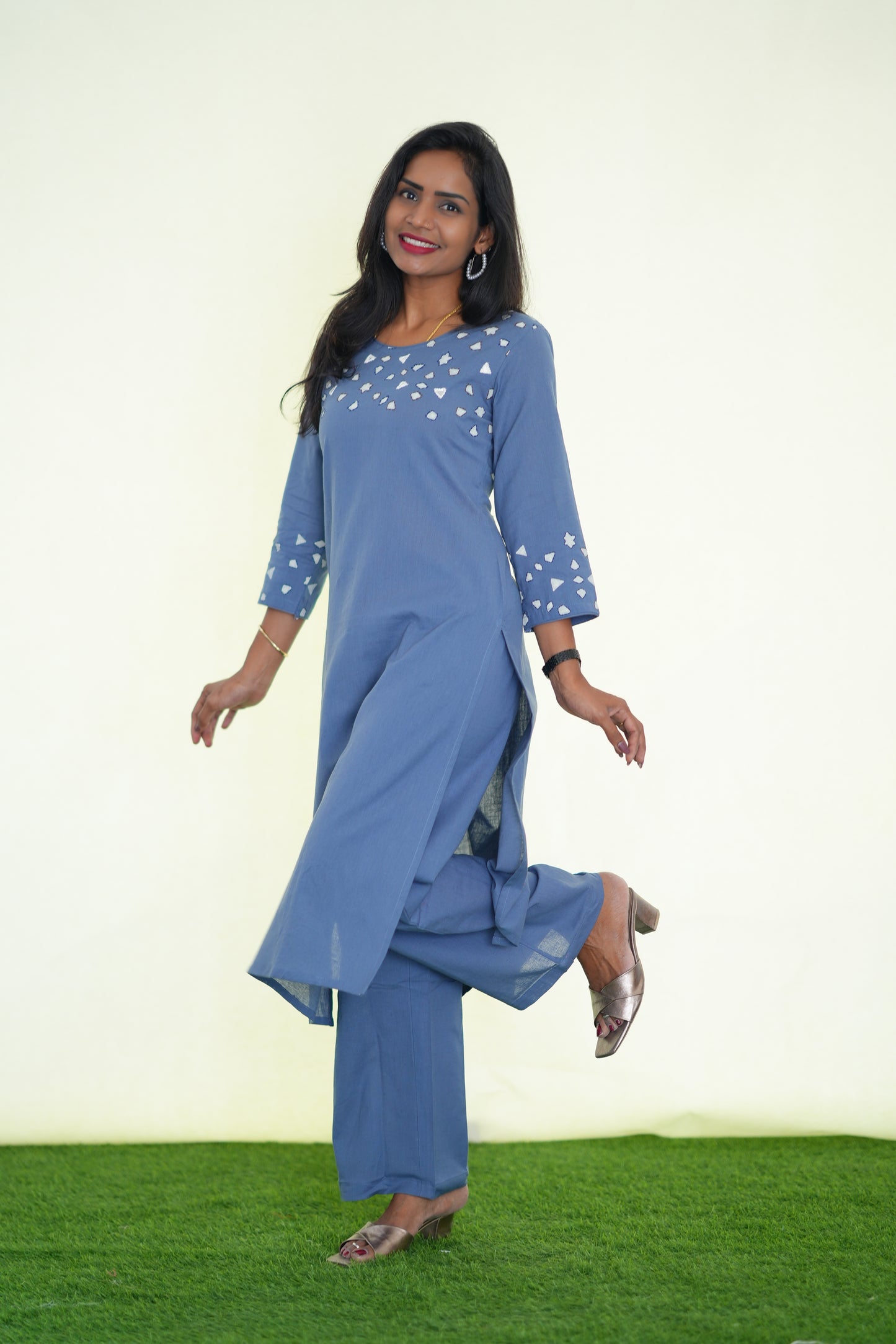 Denim Blue Color Jaipur Flex Cotton Stylish Office Wear Cordset