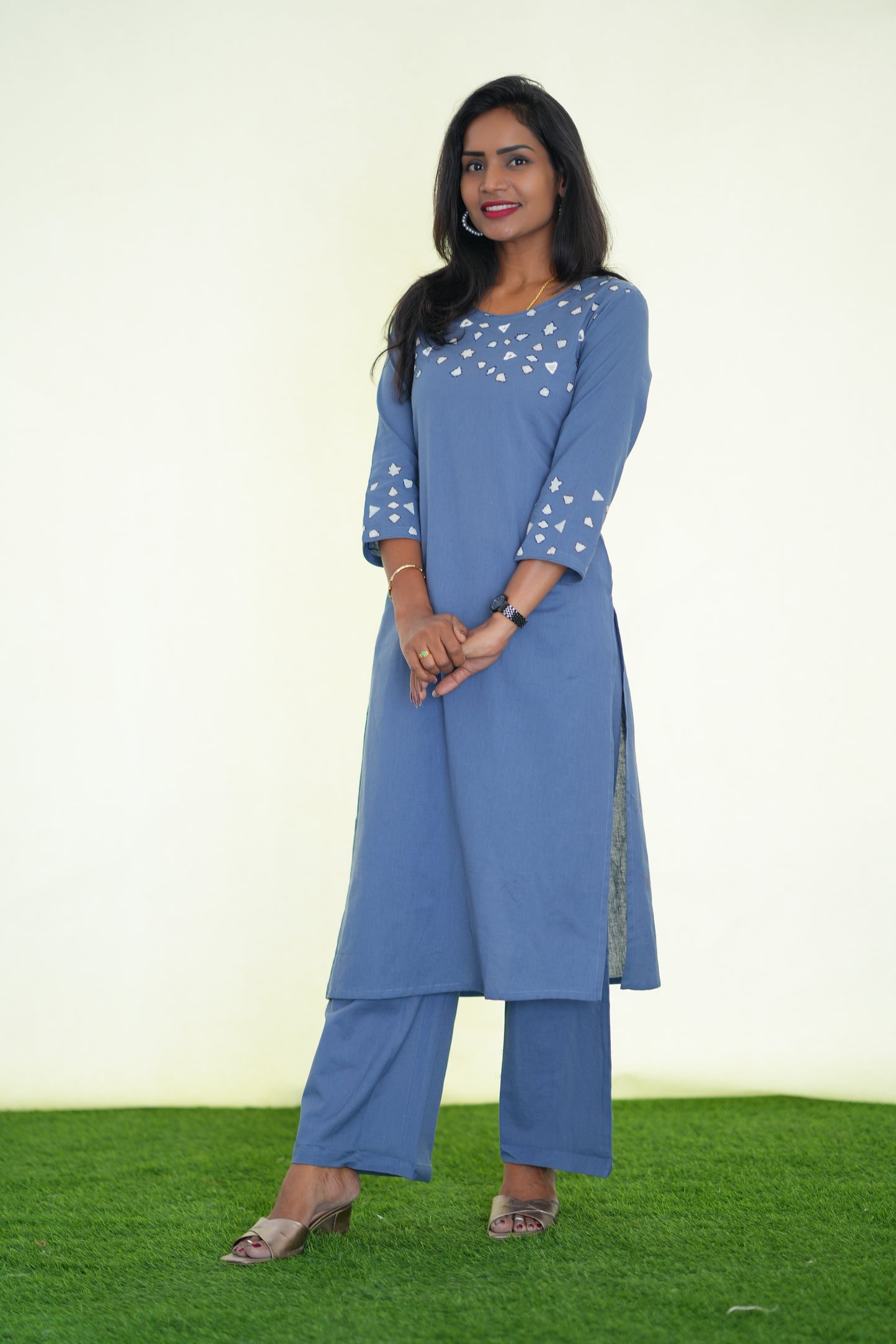 Denim Blue Color Jaipur Flex Cotton Stylish Office Wear Cordset