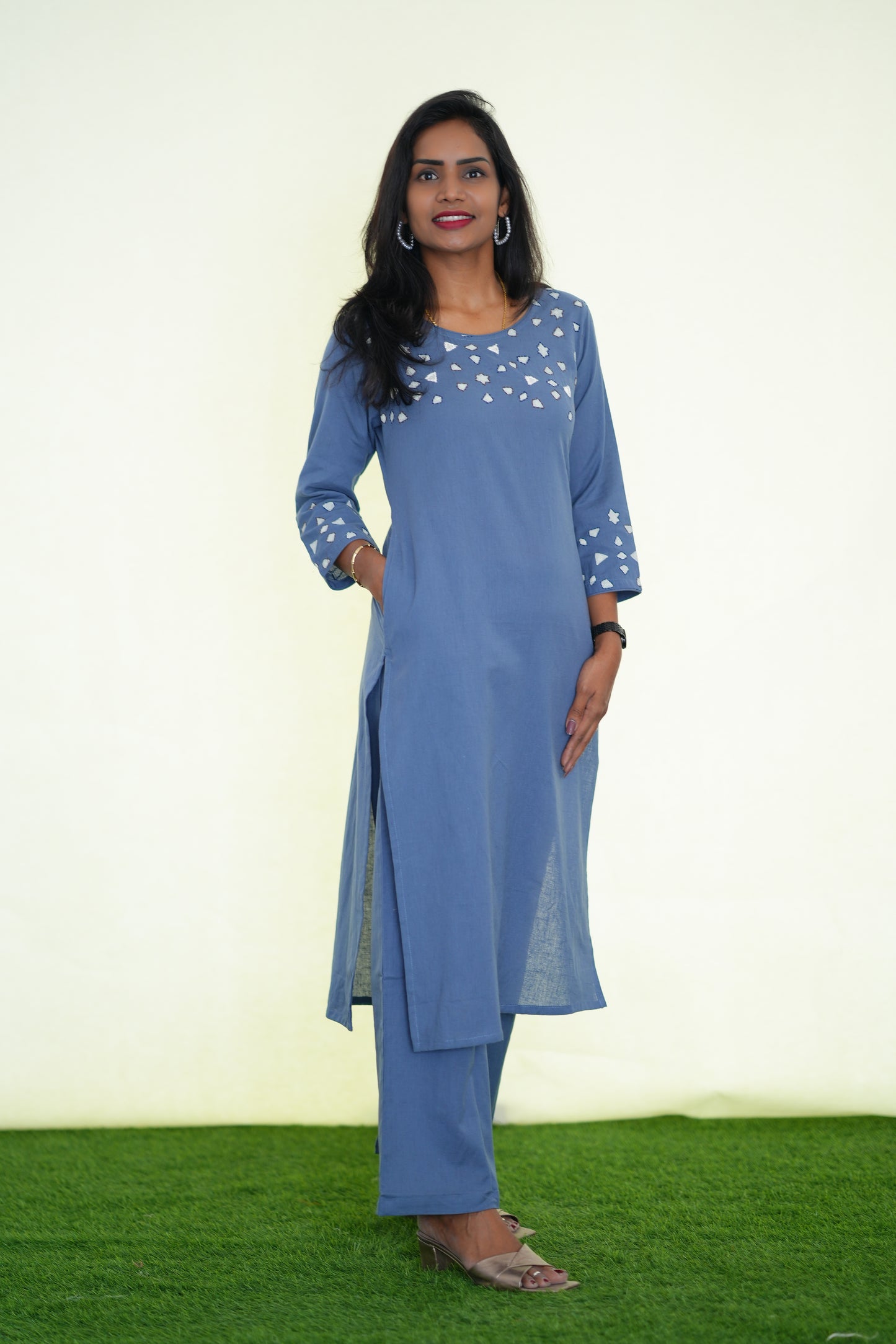 Denim Blue Color Jaipur Flex Cotton Stylish Office Wear Cordset