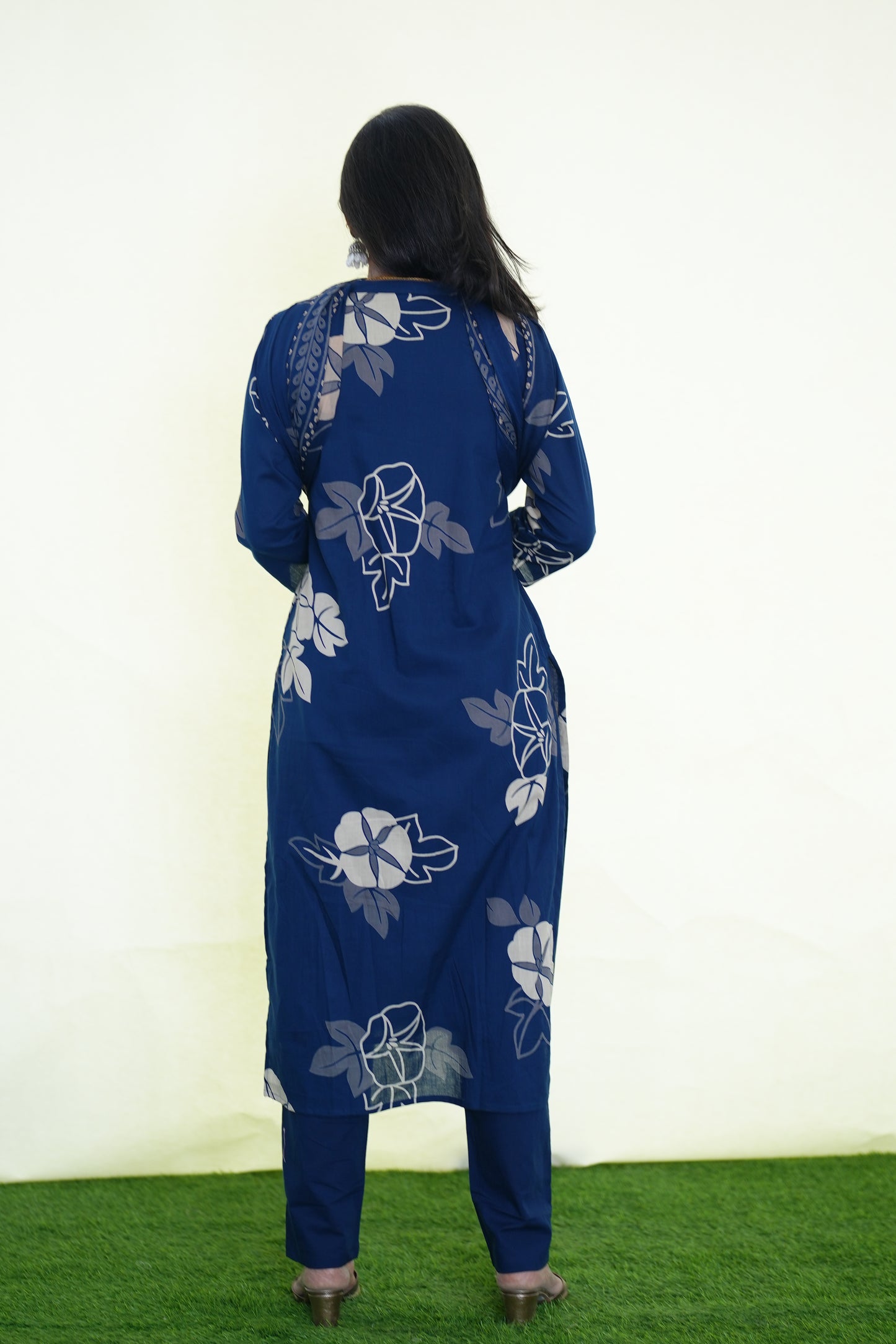 Blue Color Jaipur Cotton Stylish 3 Piece Set With Lining