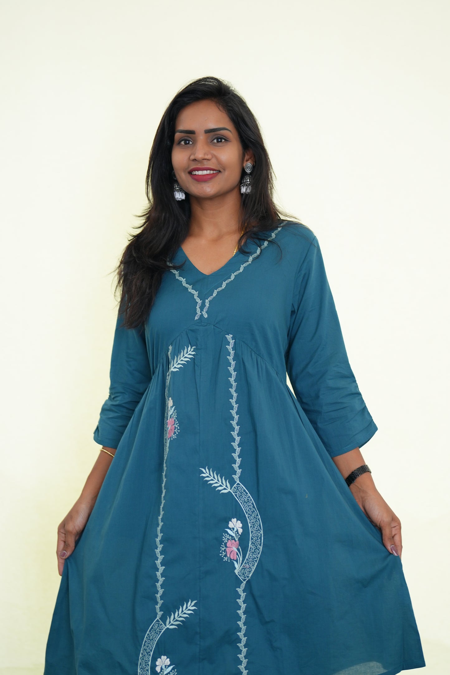 Jaipur Cotton Stylish Office Wear Cord Set With Embroidery Work